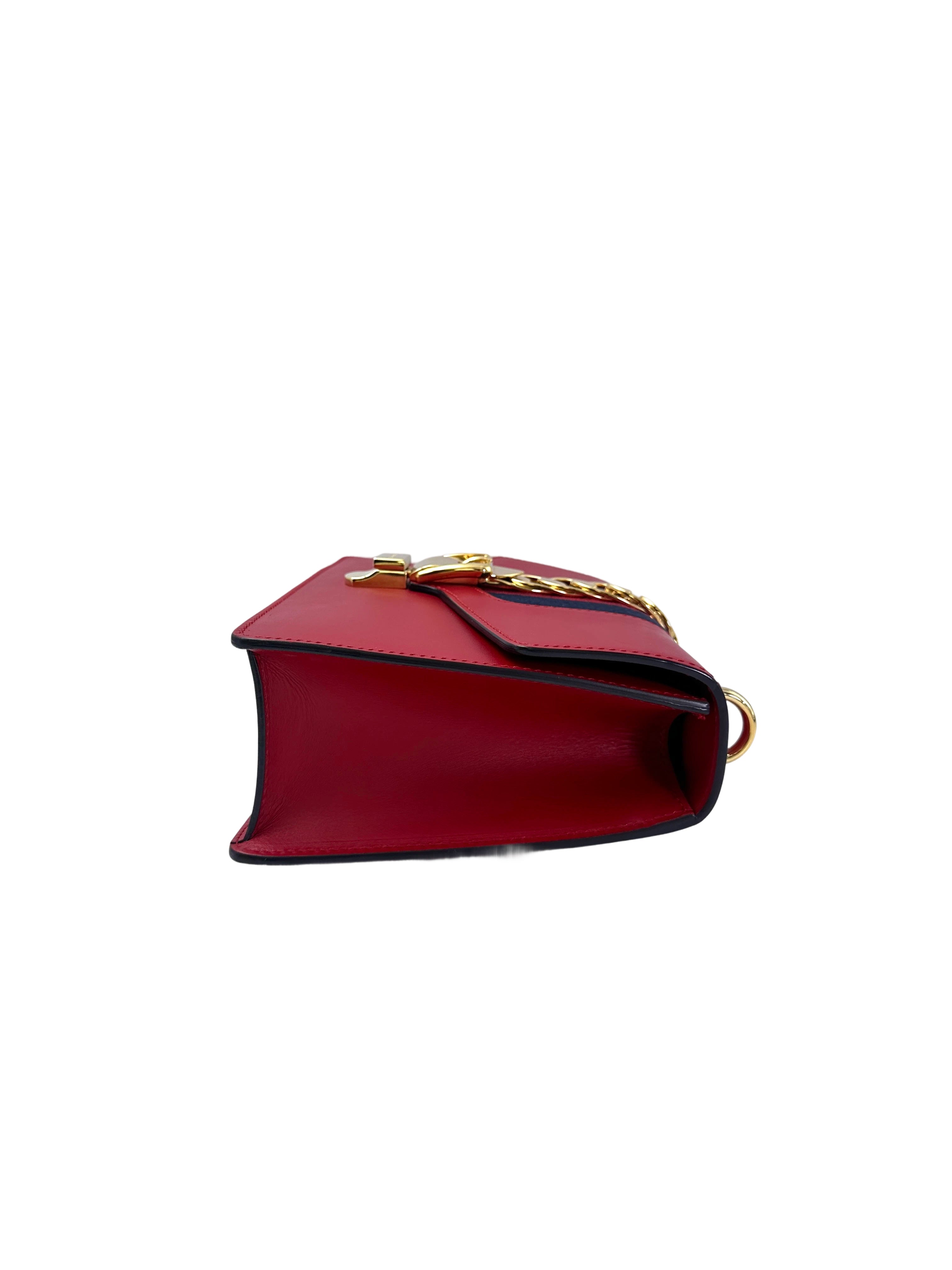 Gucci Sylvie Red Leather Medium Size Shoulder Bag GG965