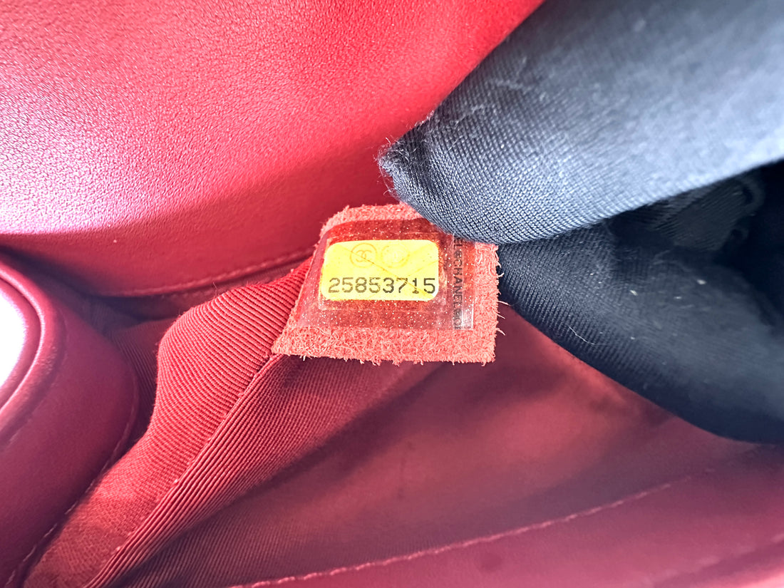 Chanel LeBoy Red Chevron Quilted Leather Medium Size Flap Bag With Silver Buckle(25***15) CC1935