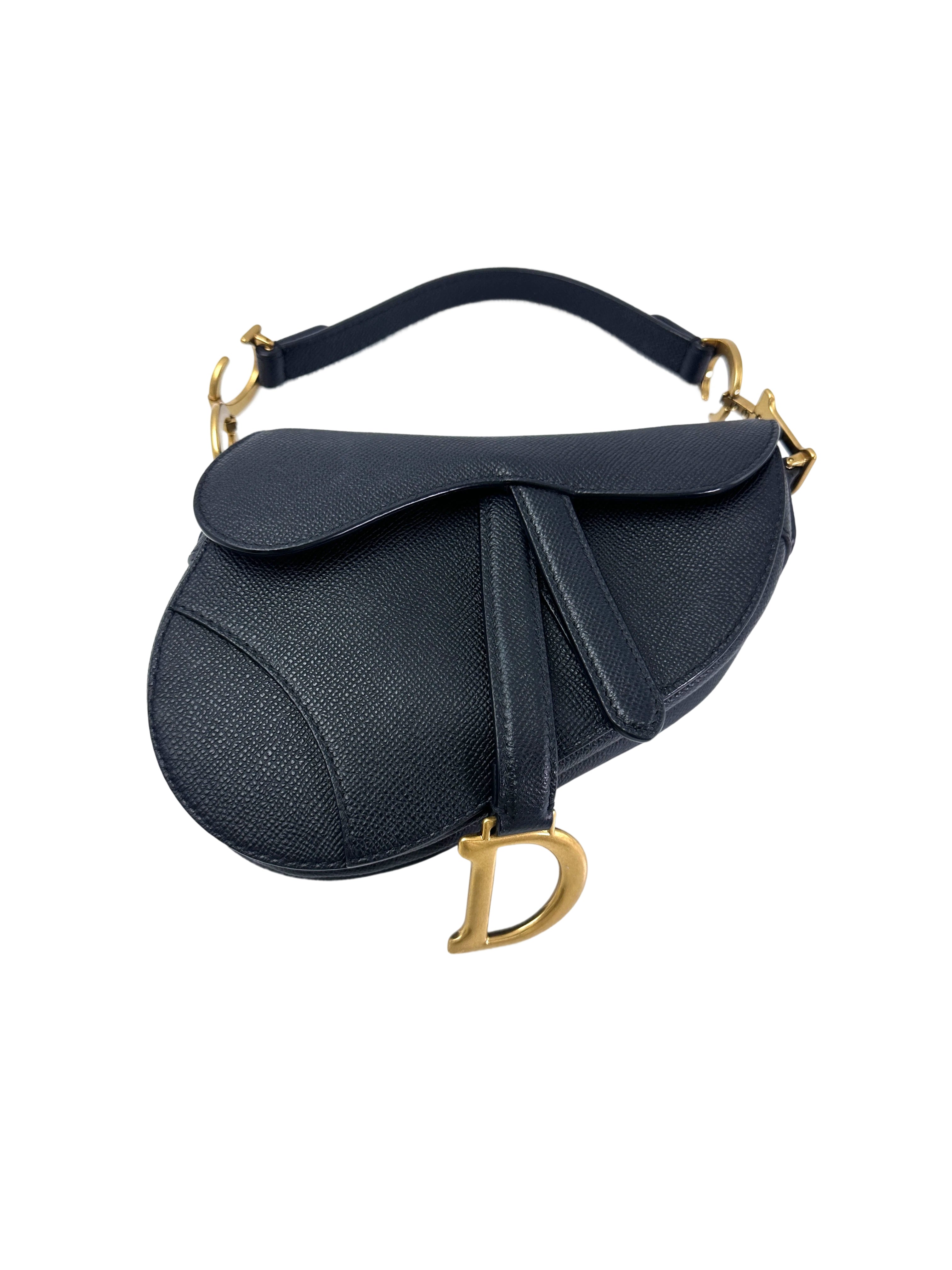 Christian Dior Black Leather Saddle Bag DR726