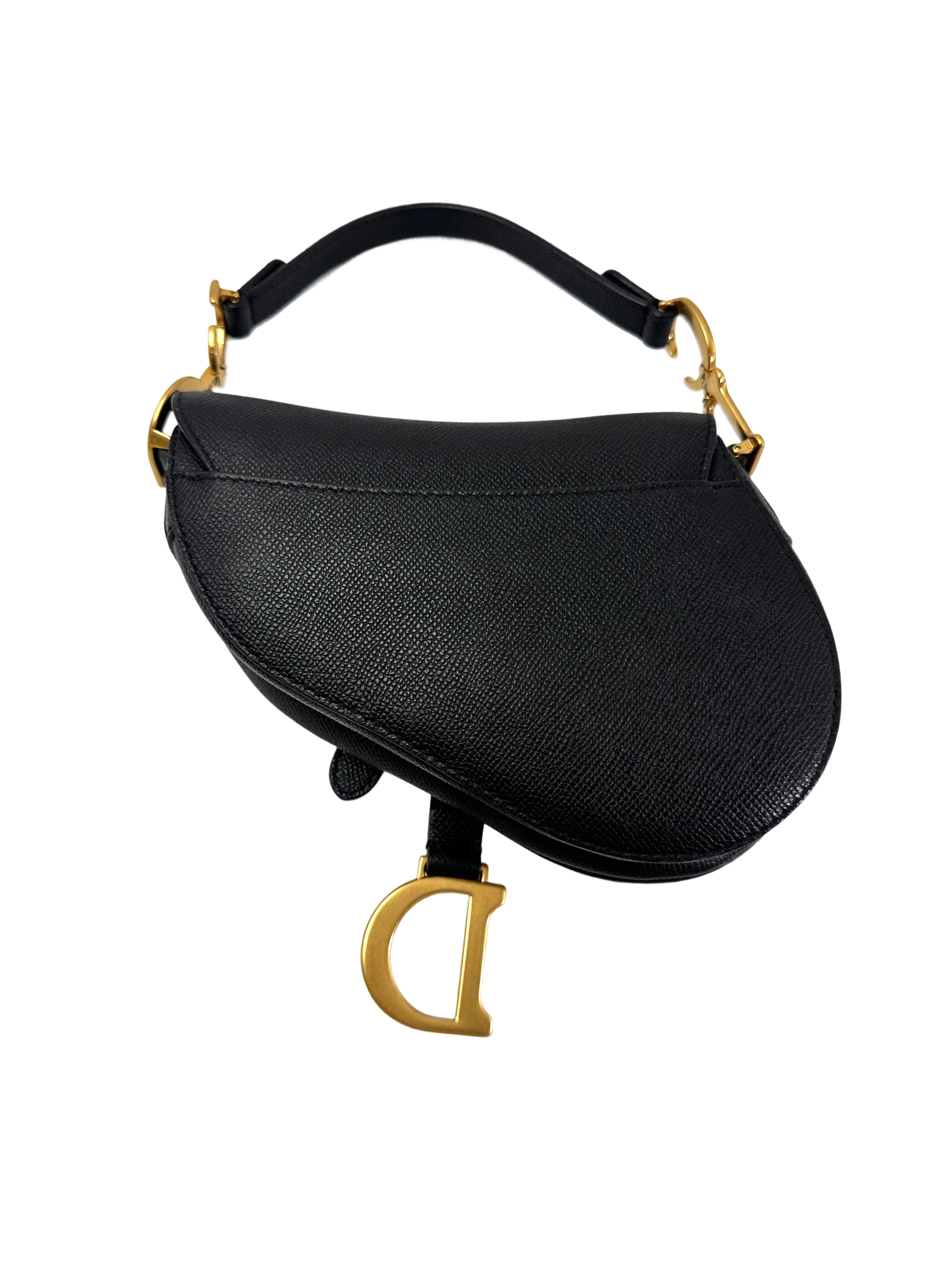 Christian Dior Black Leather Saddle Bag DR726
