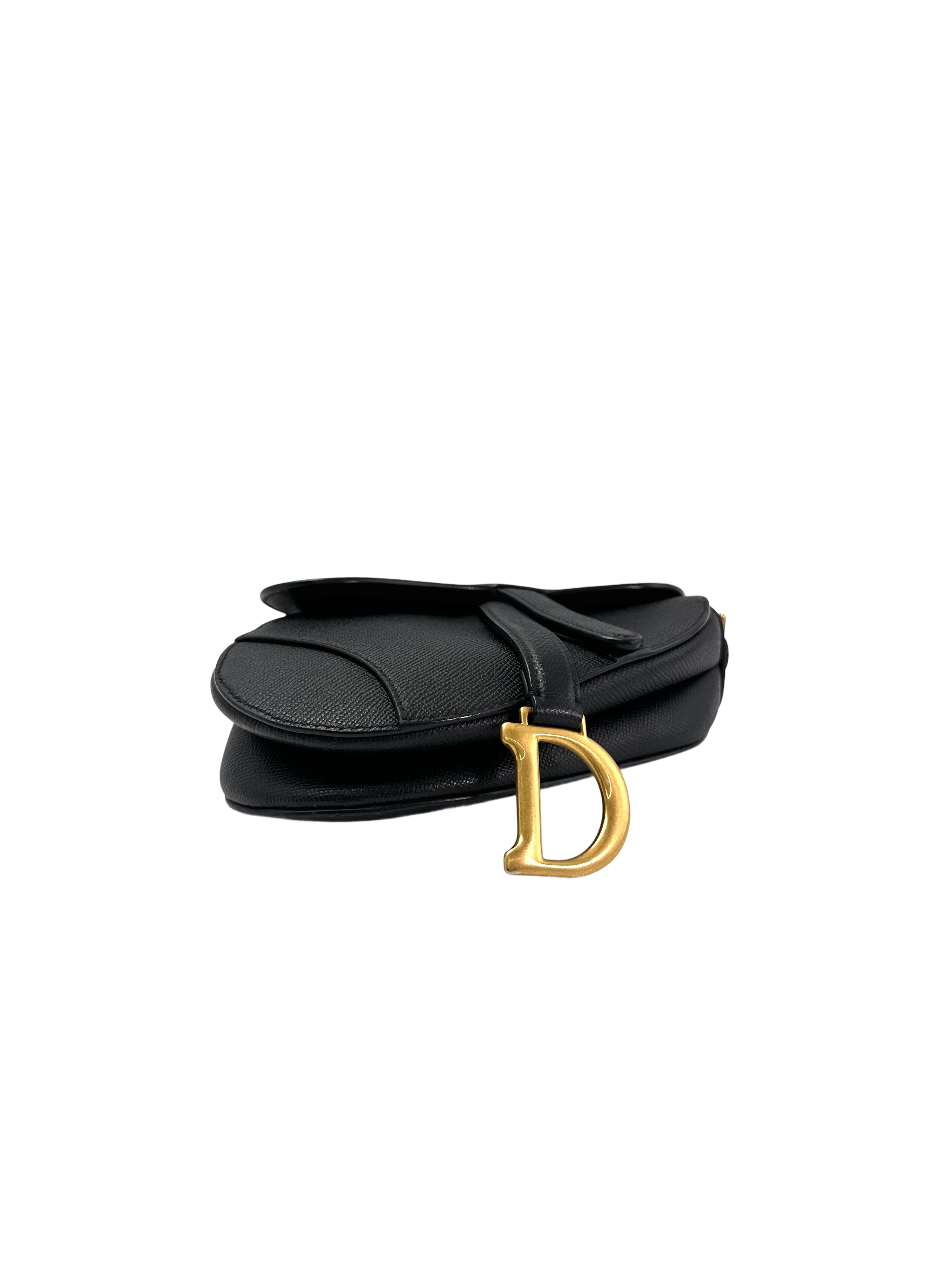 Christian Dior Black Leather Saddle Bag DR726