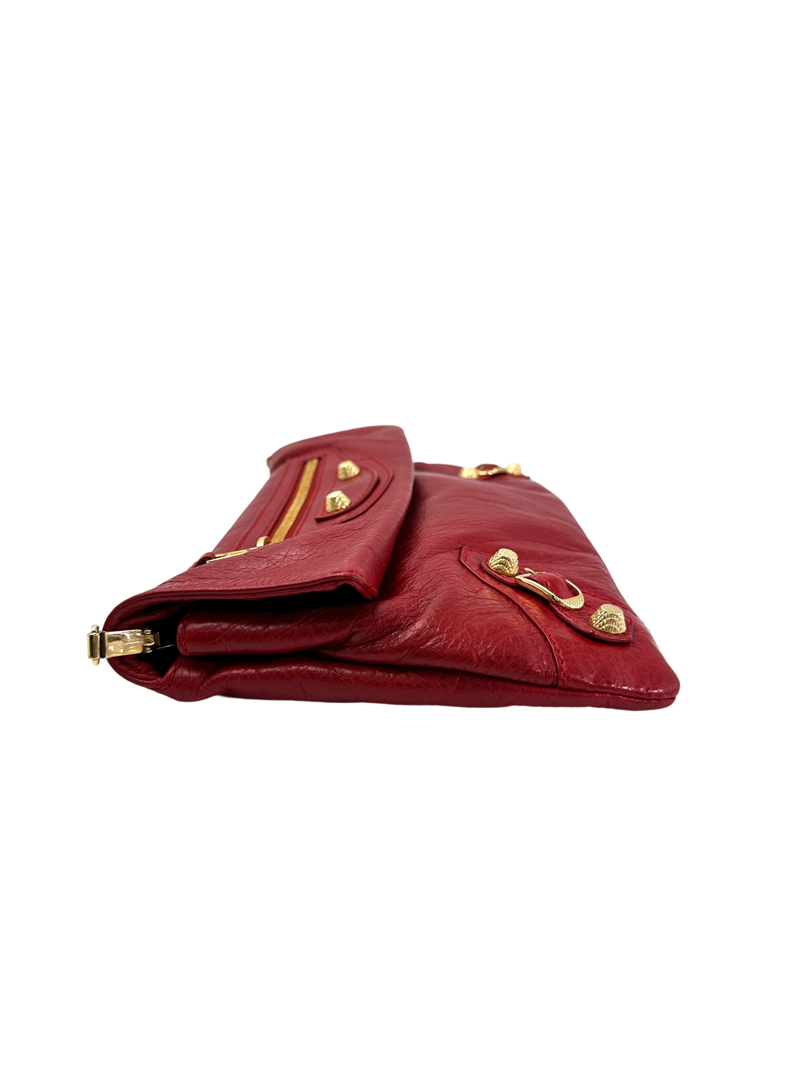 Balenciaga Envelope Red Leather Handle Bag BB71