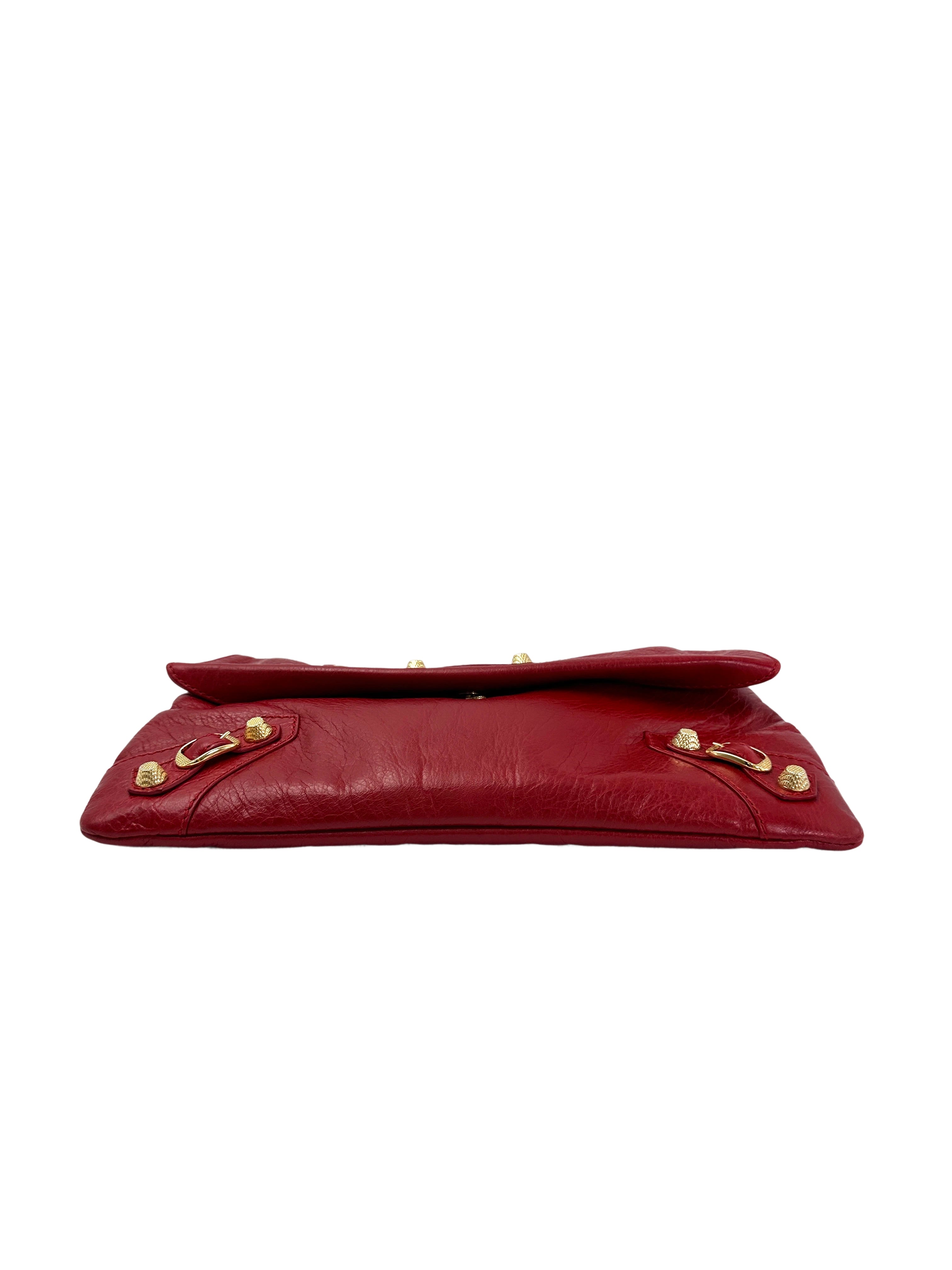 Balenciaga Envelope Red Leather Handle Bag BB71