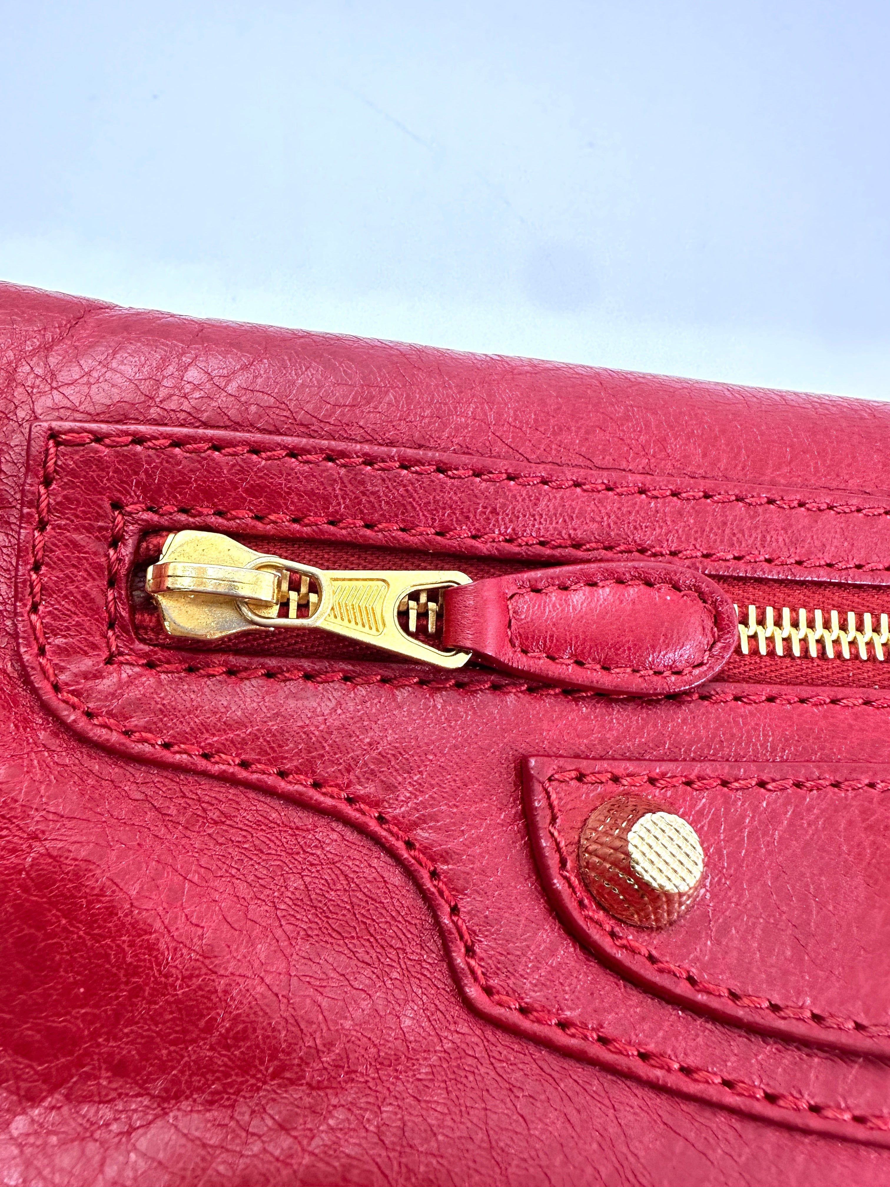 Balenciaga Envelope Red Leather Handle Bag BB71