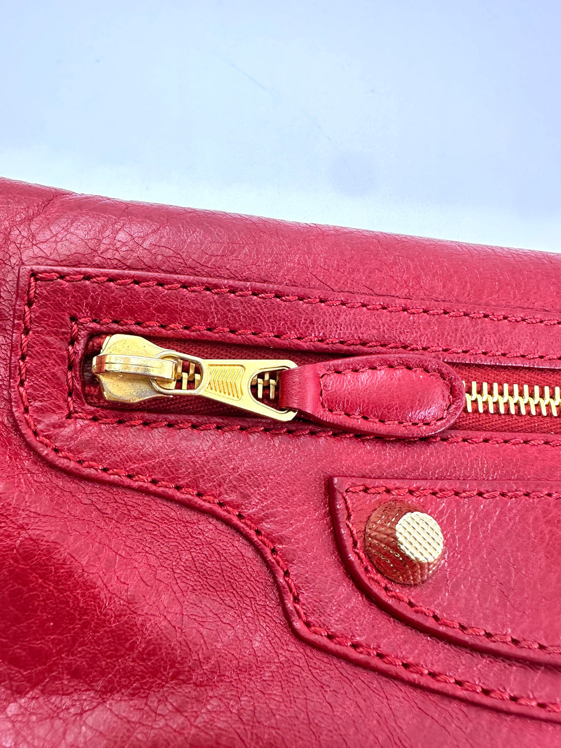 Balenciaga Envelope Red Leather Handle Bag BB71