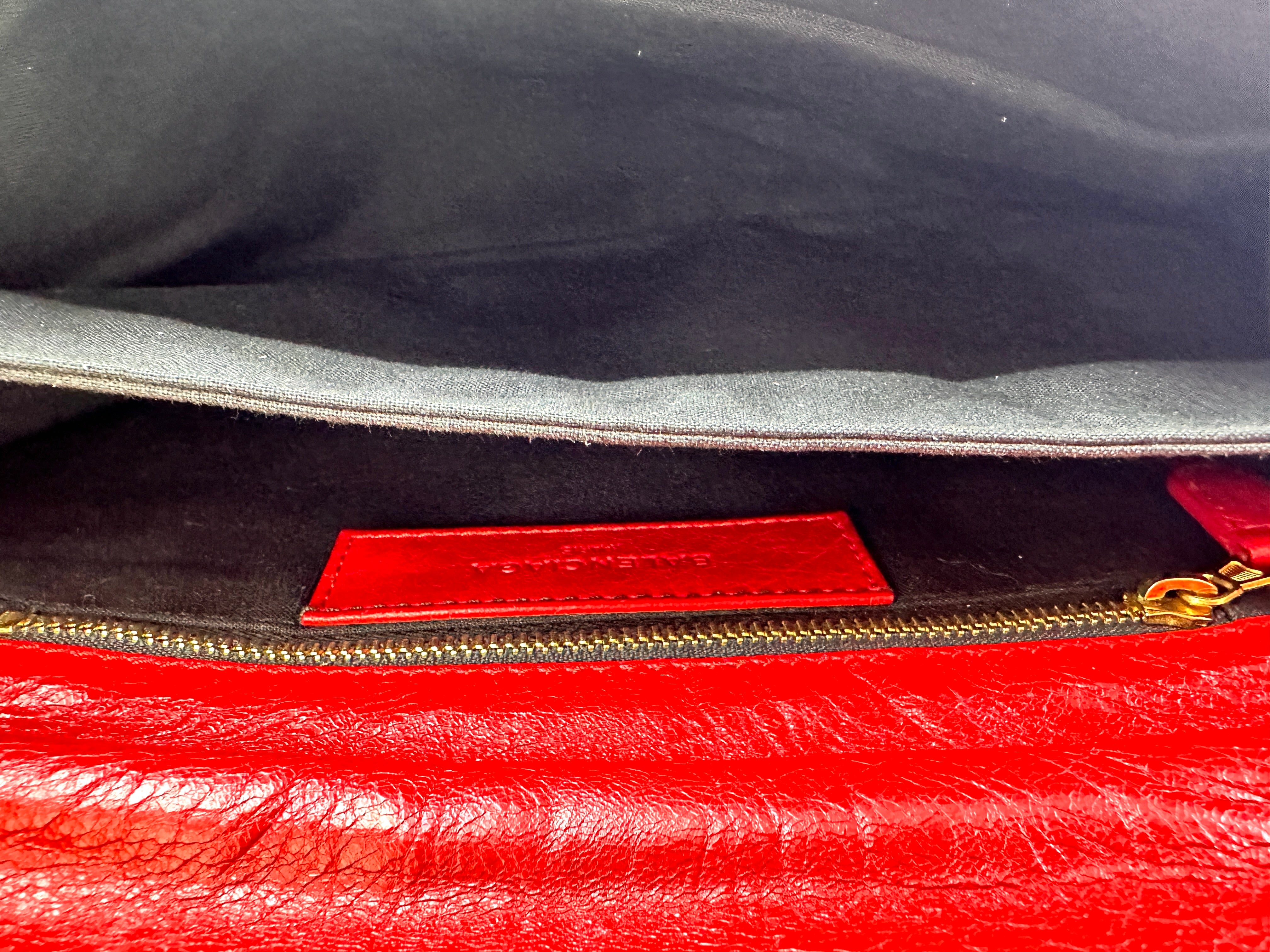 Balenciaga Envelope Red Leather Handle Bag BB71