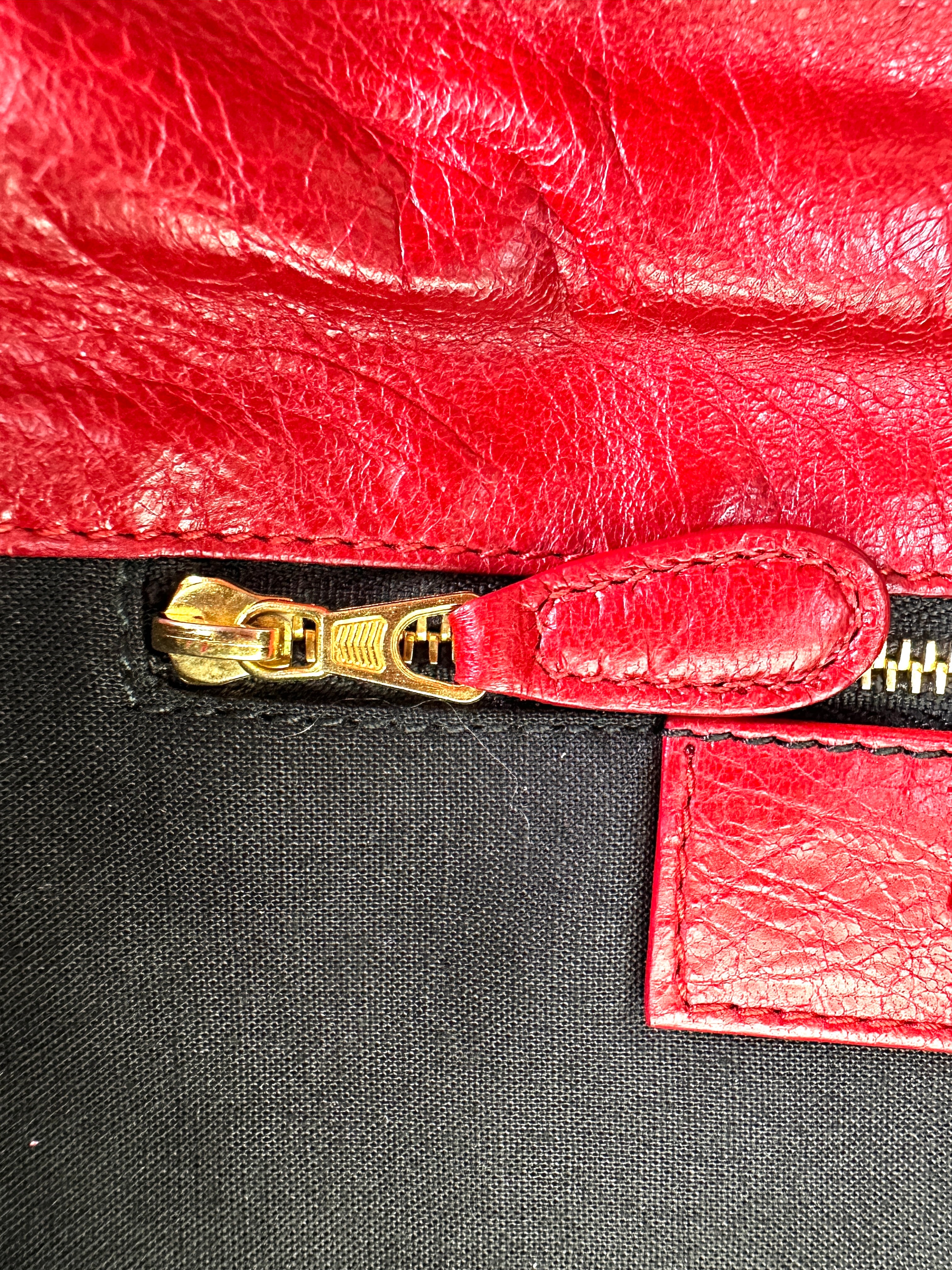 Balenciaga Envelope Red Leather Handle Bag BB71