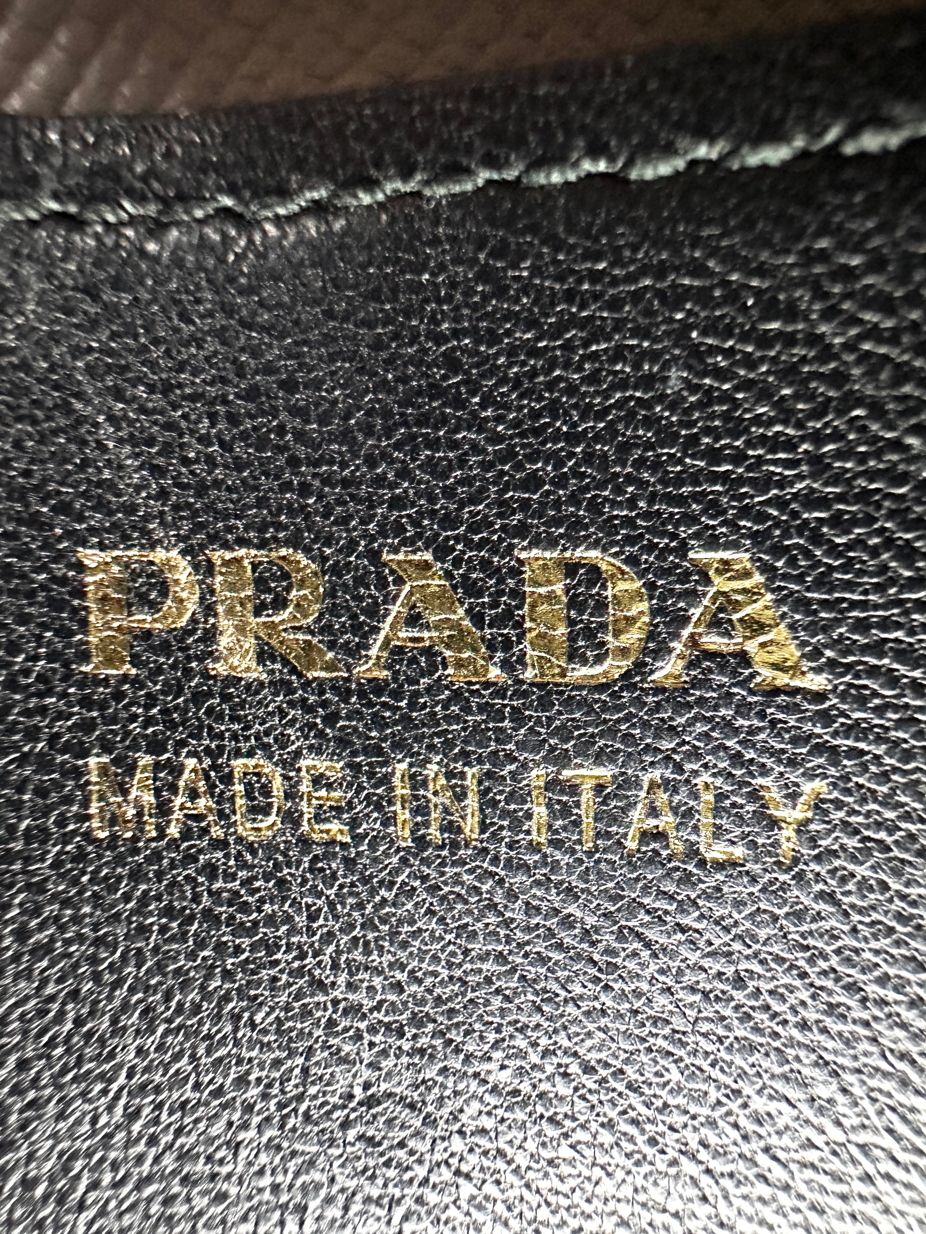 Prada Double Grey Saffiano Cuir Leather Medium Size Handle Bag PR317