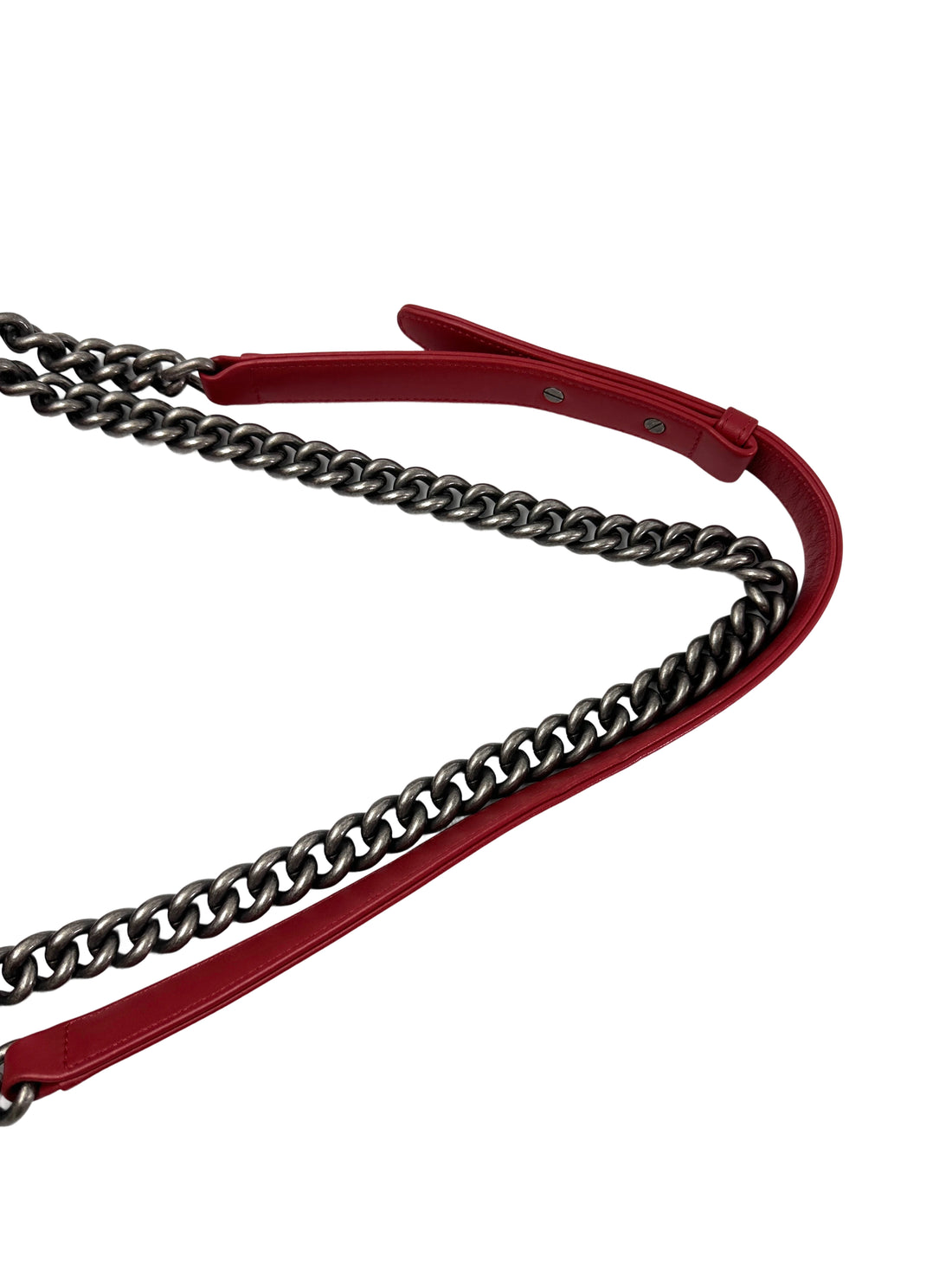 Chanel LeBoy Red Chevron Quilted Leather Flap Bag With Silver Buckle(25***10) CC1937