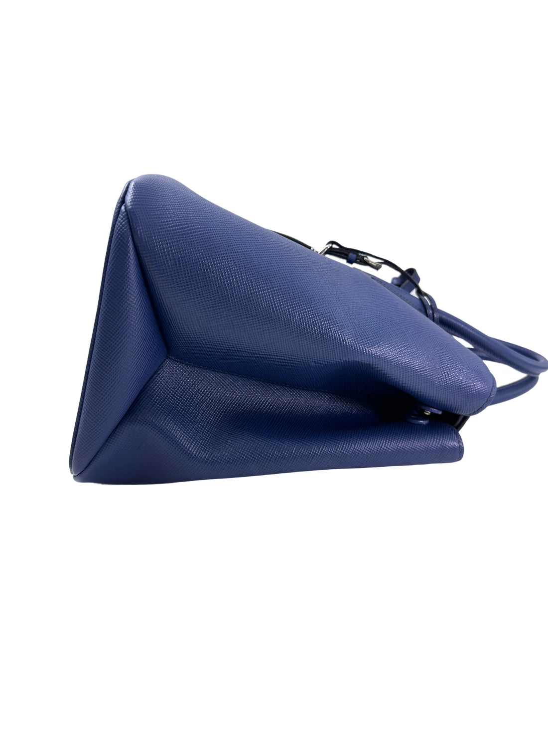 Prada Double Blue Saffiano Cuir Leather Handle Bag PR318-1