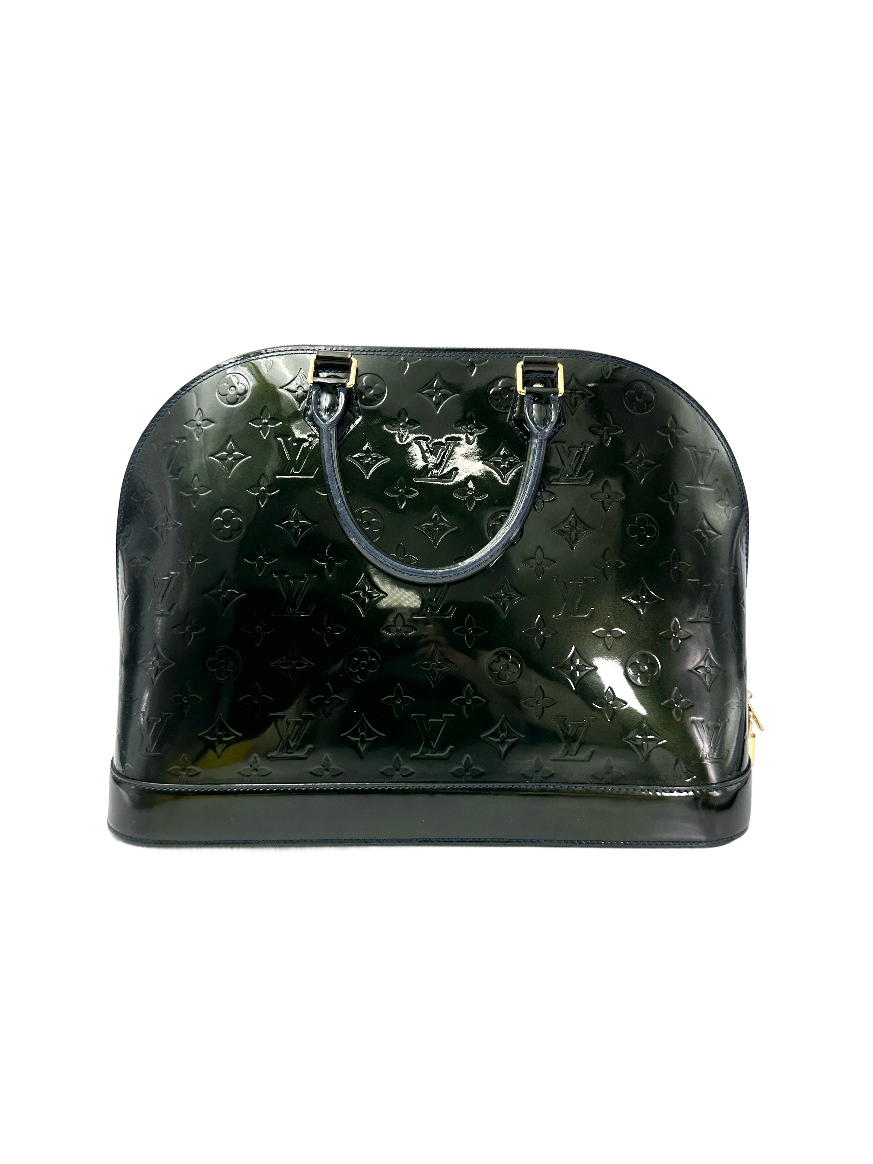 Louis Vuitton Alma GM Green Monogram Vernis Leather Handle Bag LV2705