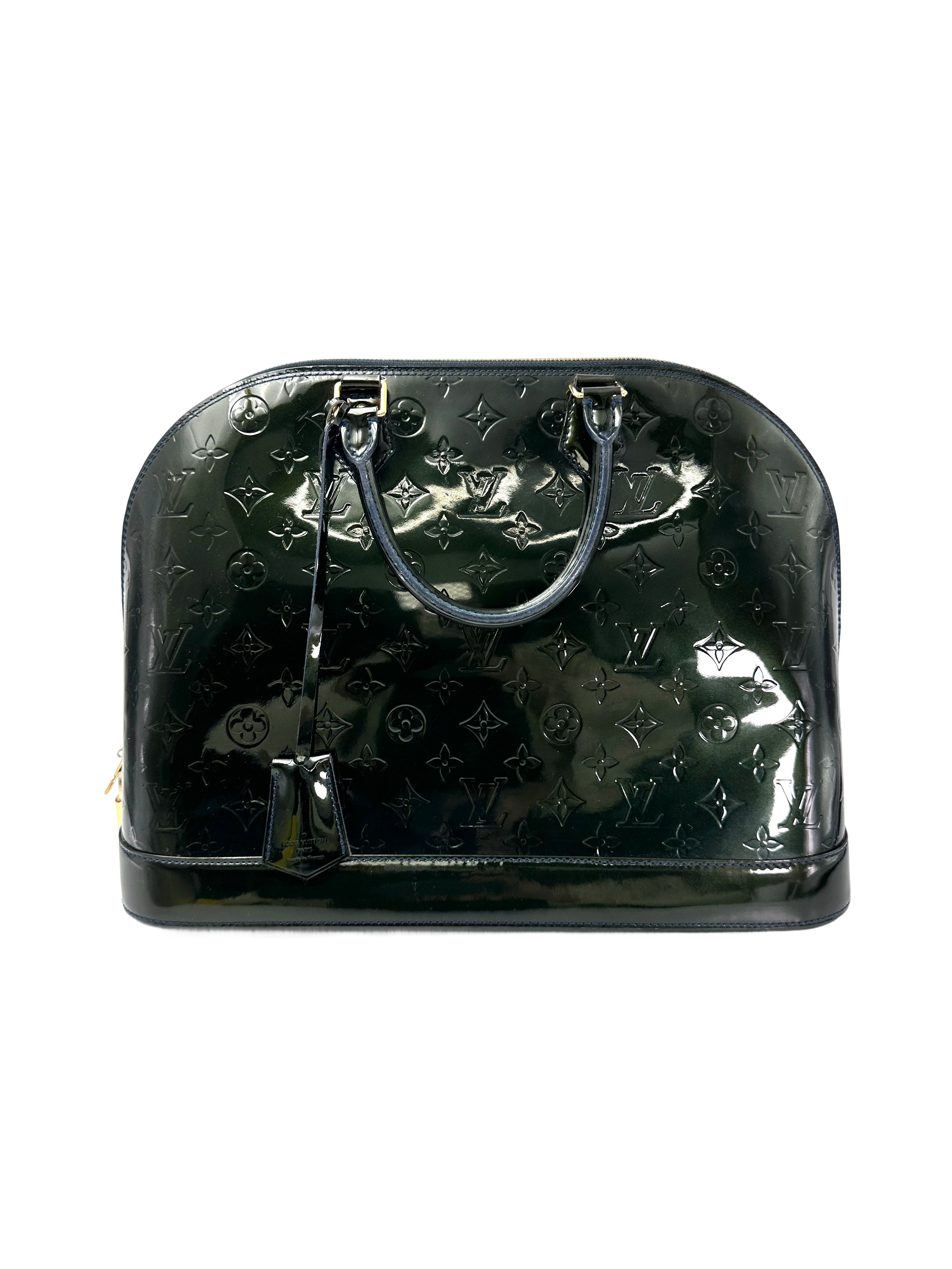 Louis Vuitton Alma GM Green Monogram Vernis Leather Handle Bag LV2705