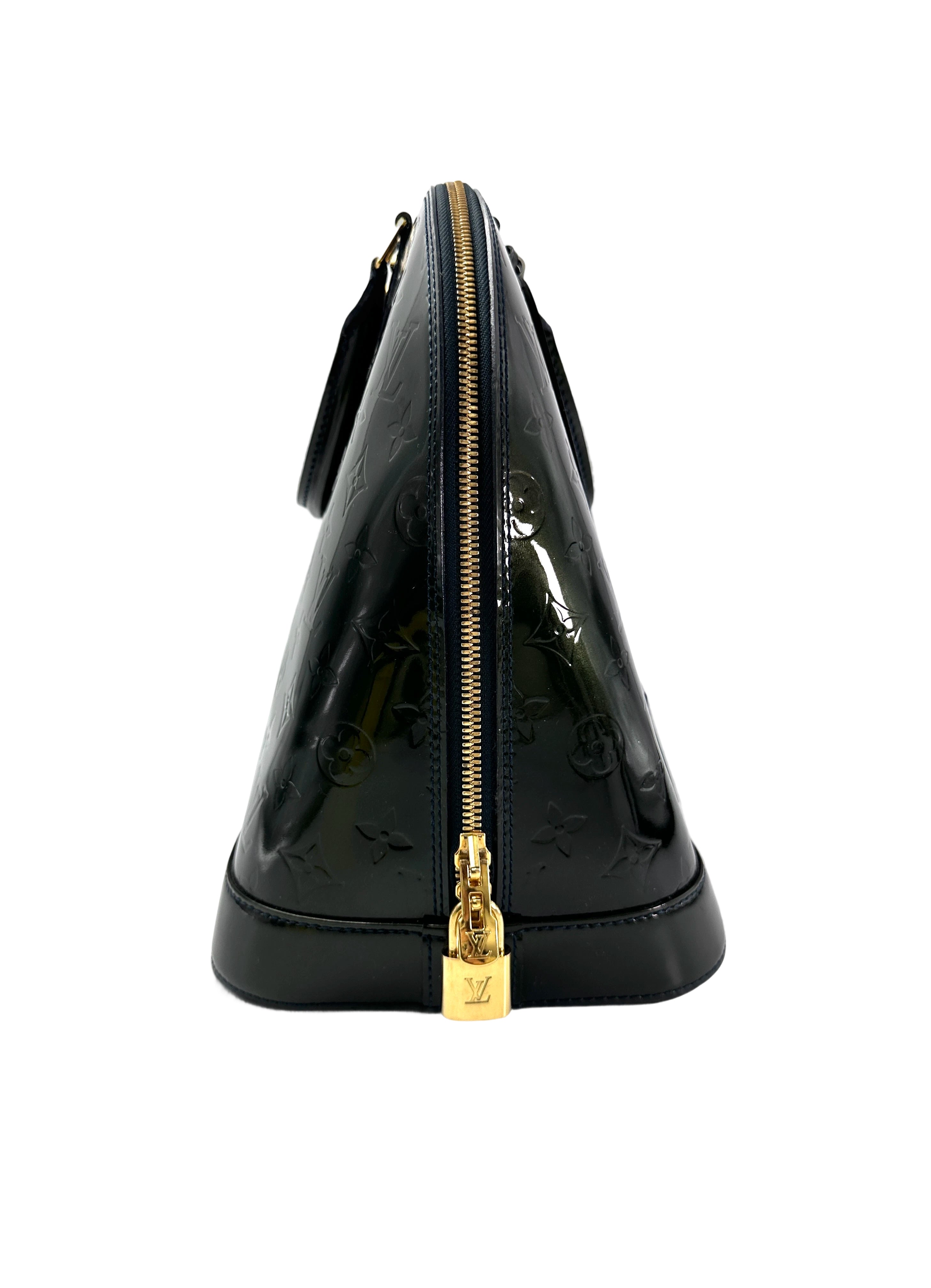 Louis Vuitton Alma GM Green Monogram Vernis Leather Handle Bag LV2705