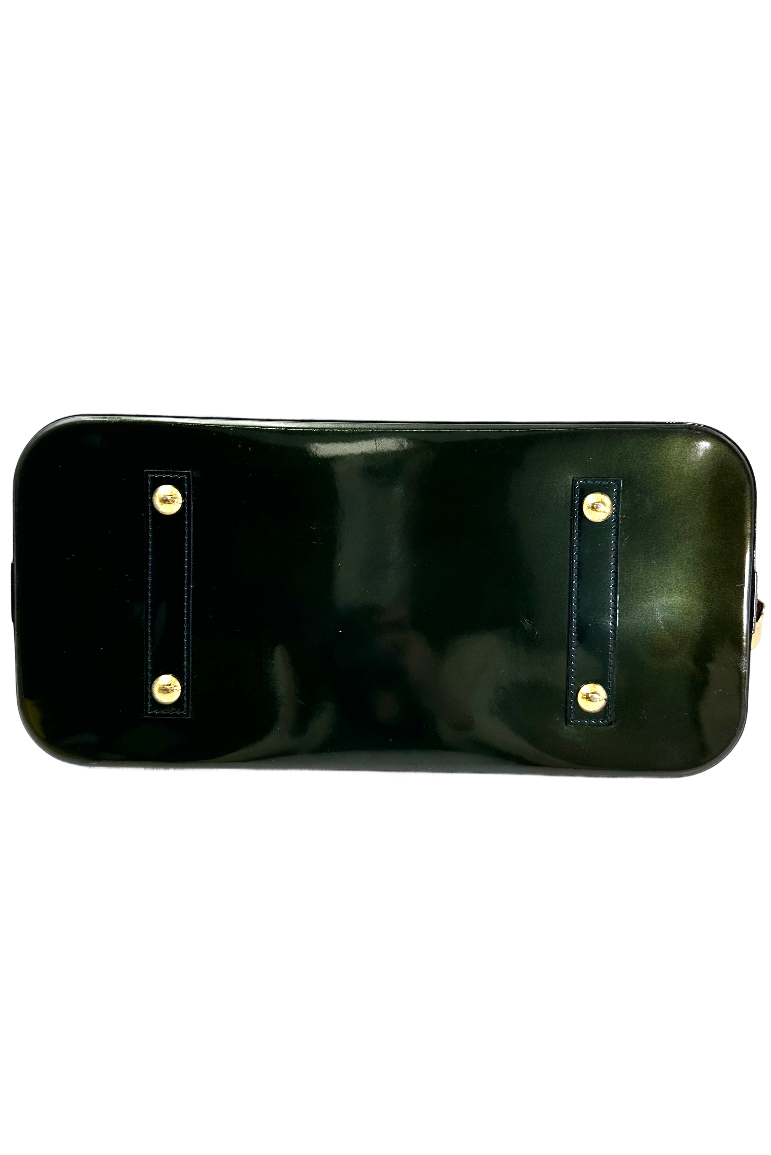 Louis Vuitton Alma GM Green Monogram Vernis Leather Handle Bag LV2705