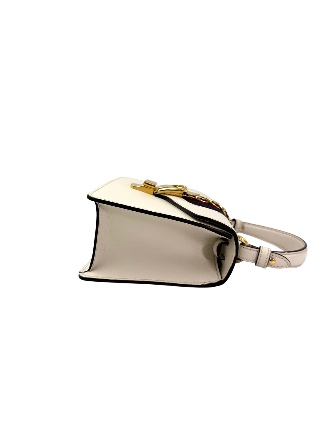 Gucci Sylvie White Leather Top Handle Bag GG958