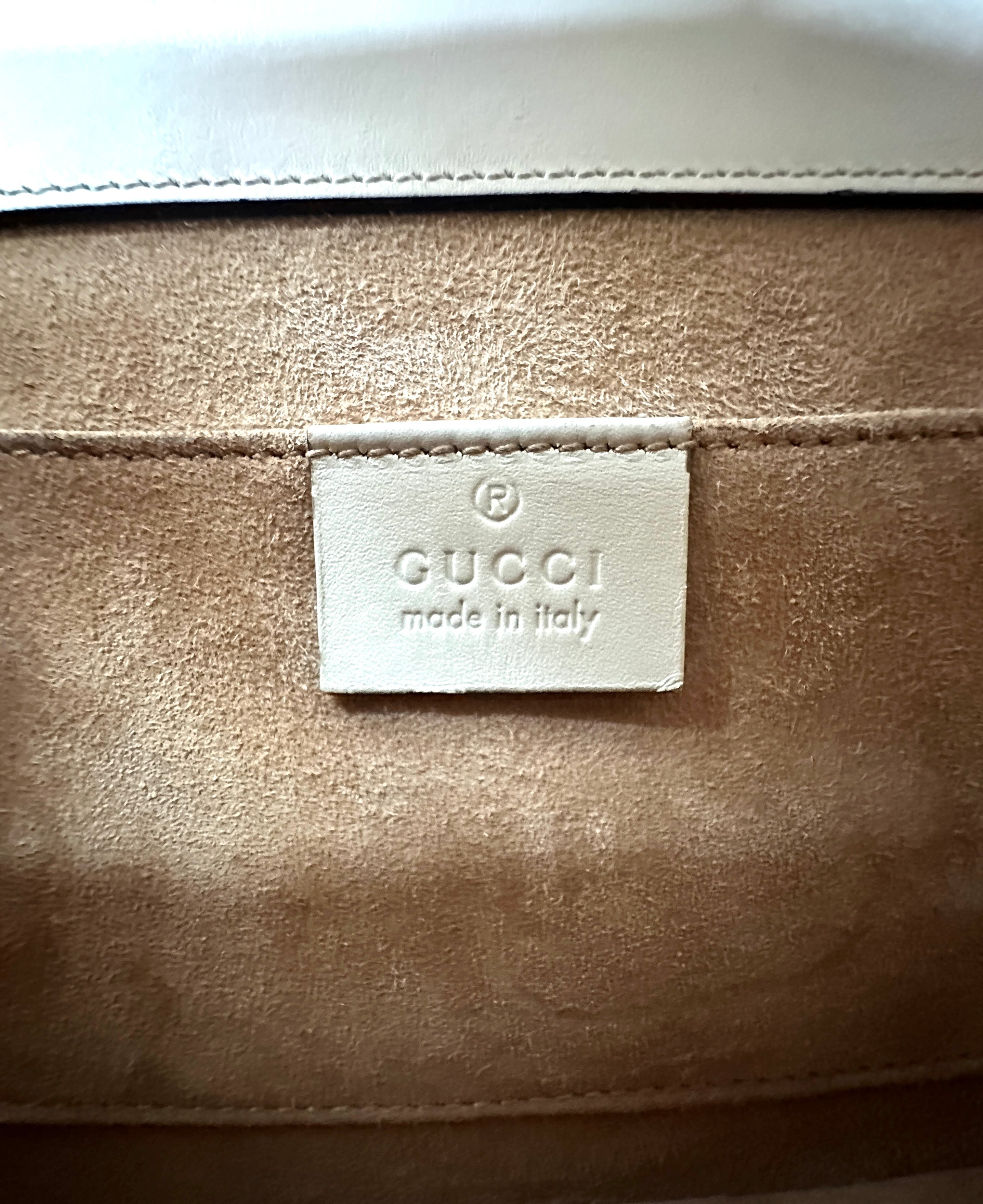 Gucci Sylvie White Leather Top Handle Bag GG958