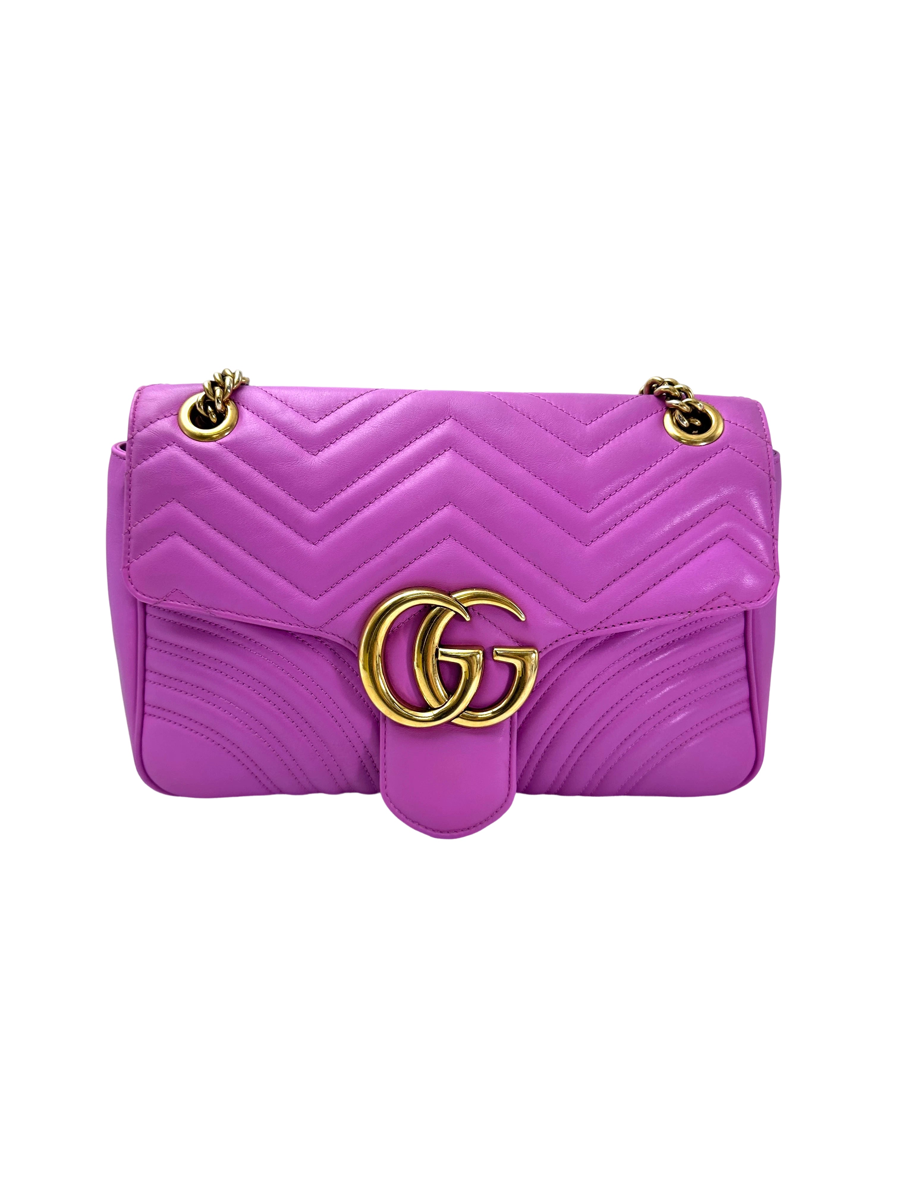 Gucci GG Marmont Pink Matelasse Leather Shoulder Bag GG962