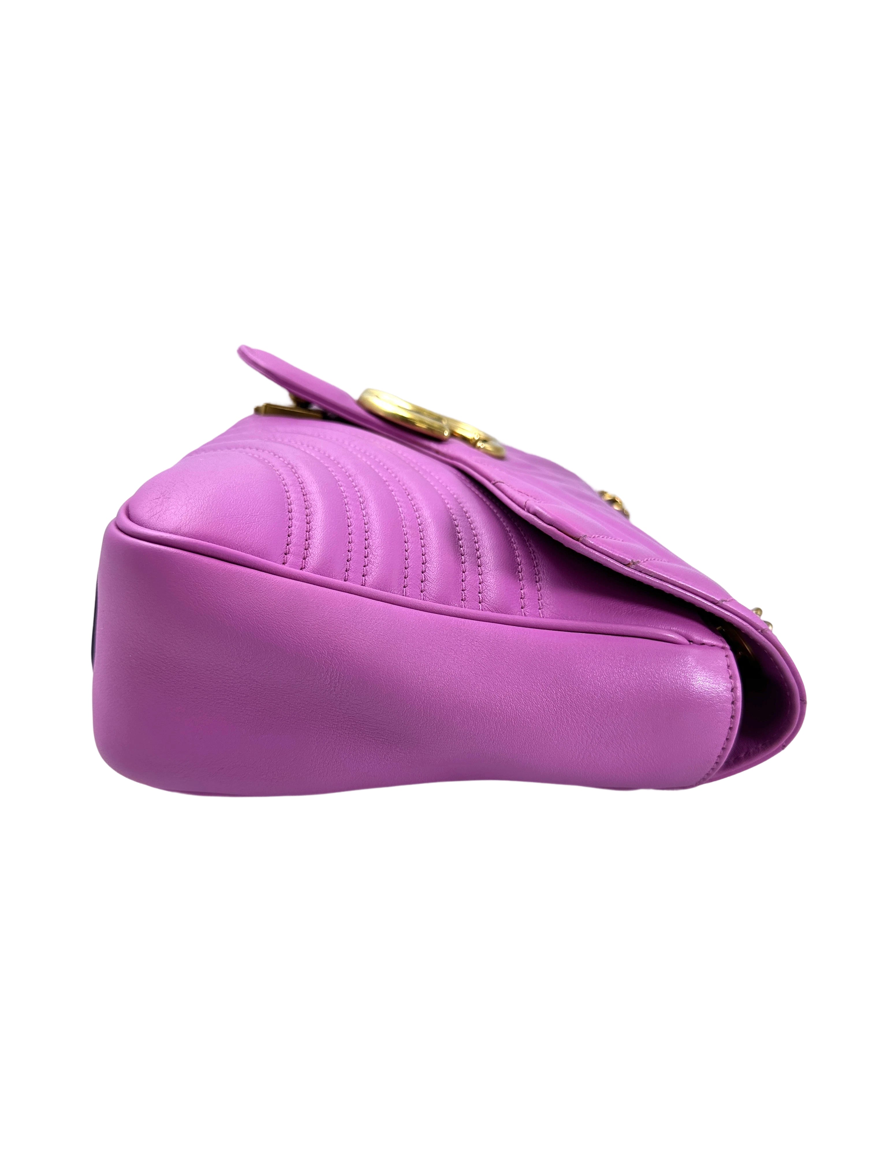 Gucci GG Marmont Pink Matelasse Leather Shoulder Bag GG962