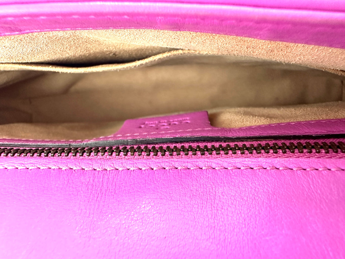 Gucci GG Marmont Pink Matelasse Leather Shoulder Bag GG962