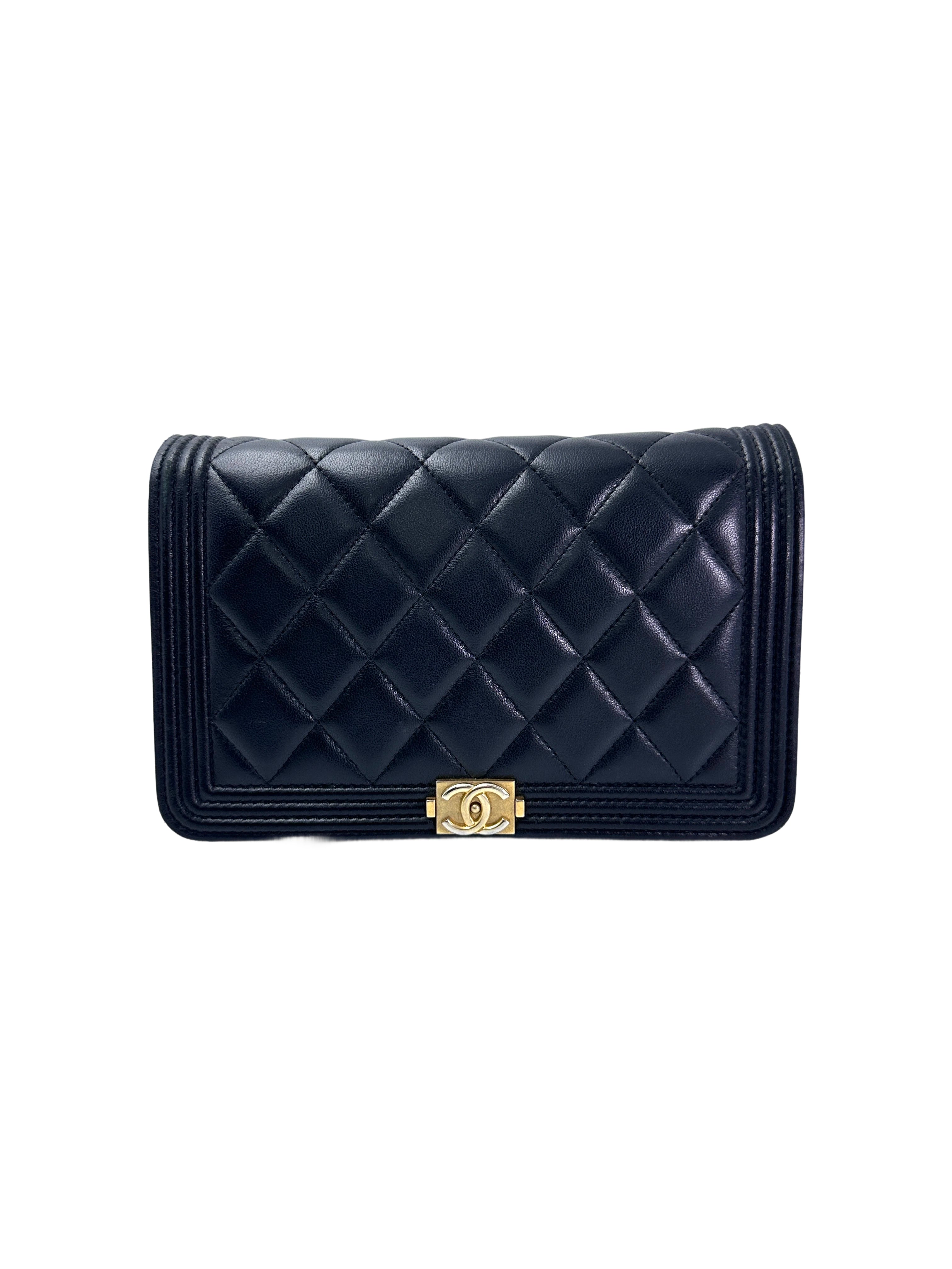 Chanel LeBoy Black Quilted Lambskin Wallet On Chain(29***21) CC1938