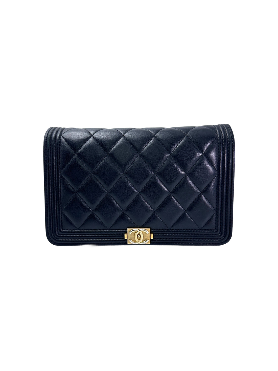 Chanel LeBoy Black Quilted Lambskin Wallet On Chain(29***21) CC1938