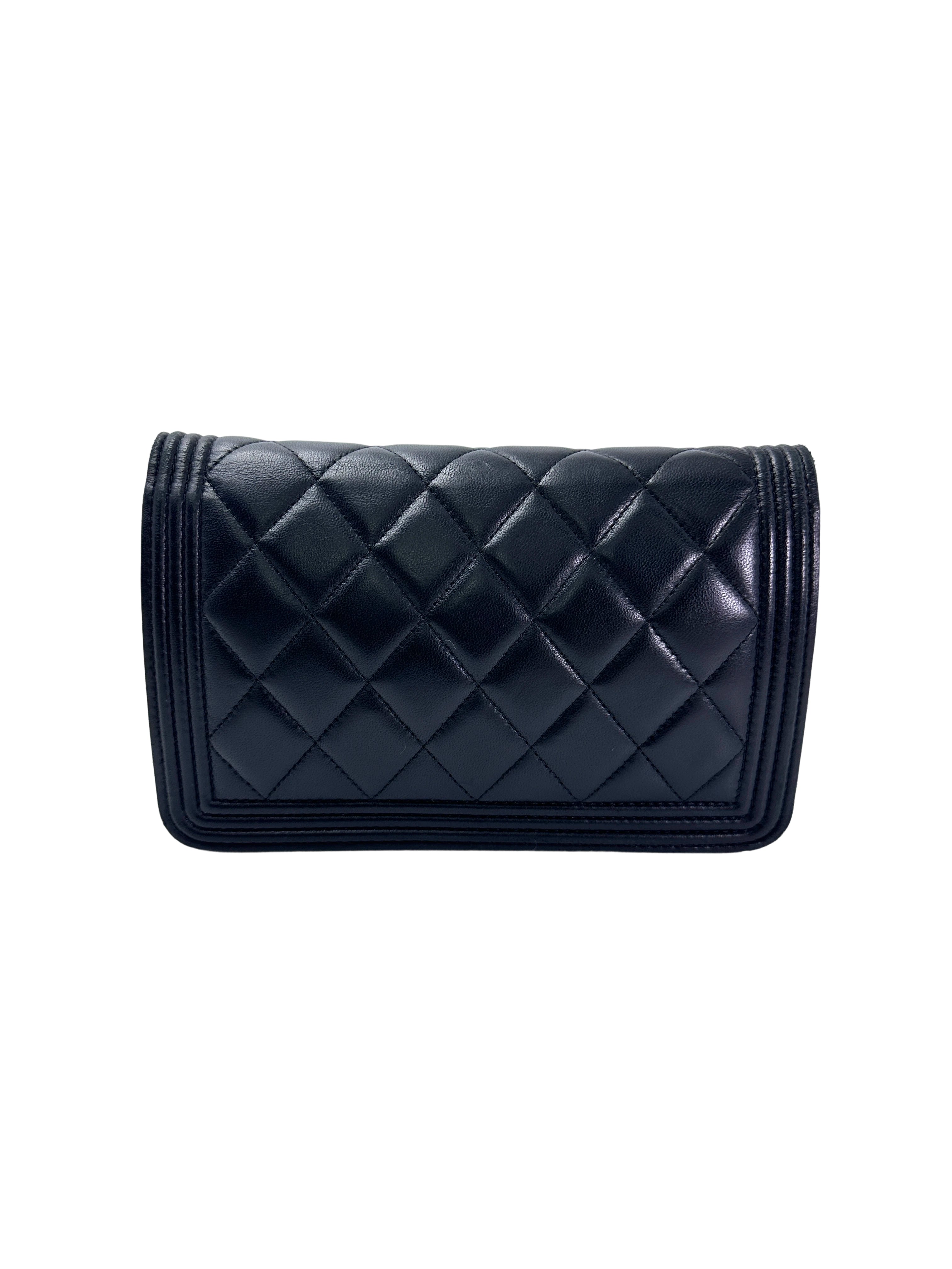 Chanel LeBoy Black Quilted Lambskin Wallet On Chain(29***21) CC1938