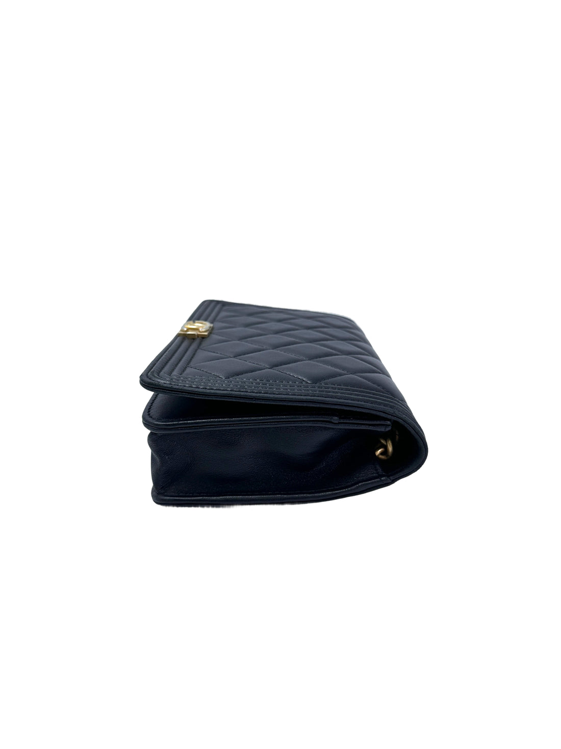 Chanel LeBoy Black Quilted Lambskin Wallet On Chain(29***21) CC1938