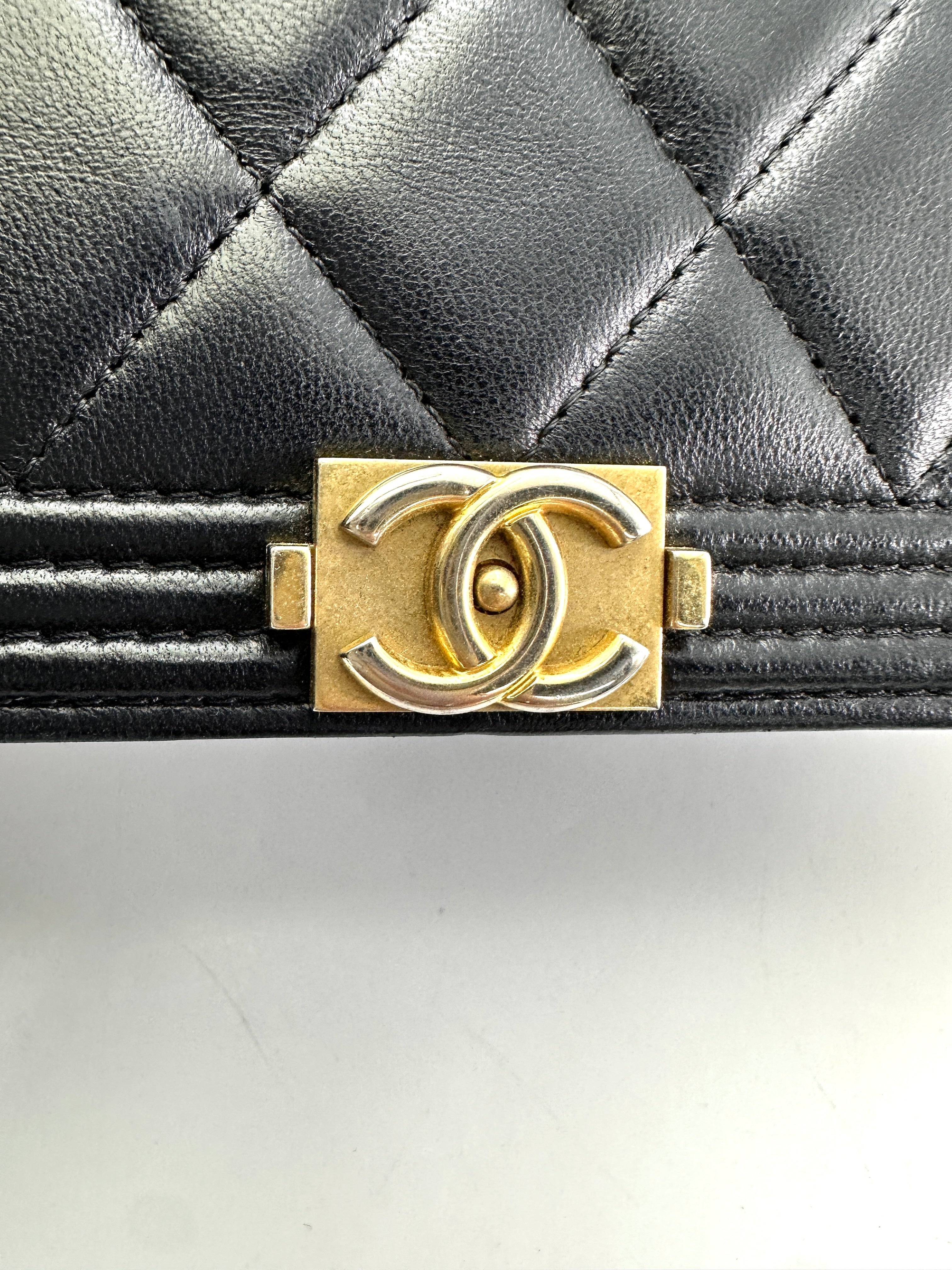 Chanel LeBoy Black Quilted Lambskin Wallet On Chain(29***21) CC1938
