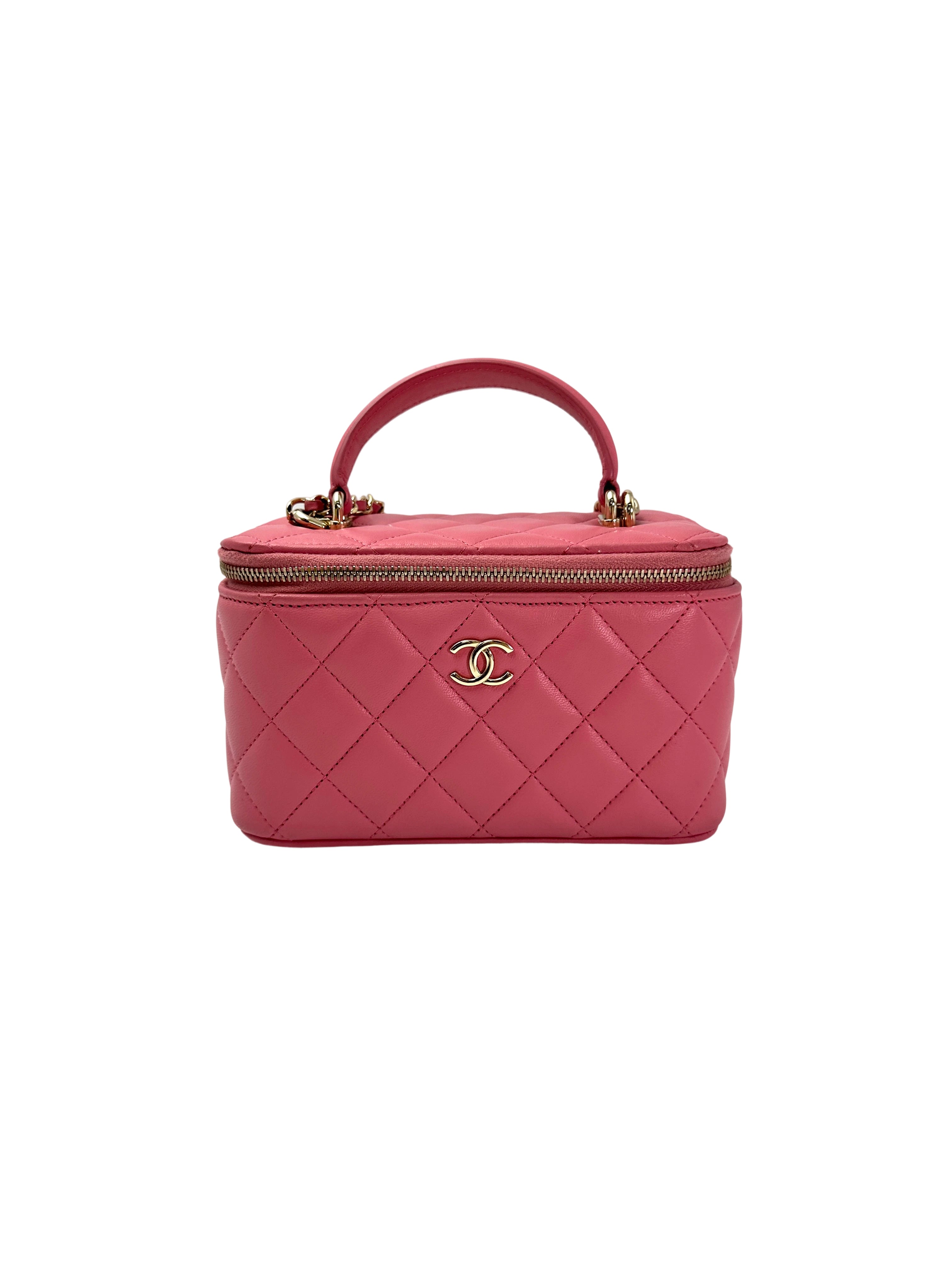 Chanel Pink Quilted Leather Top Handle Vanity Case(KC***0G) CC1940