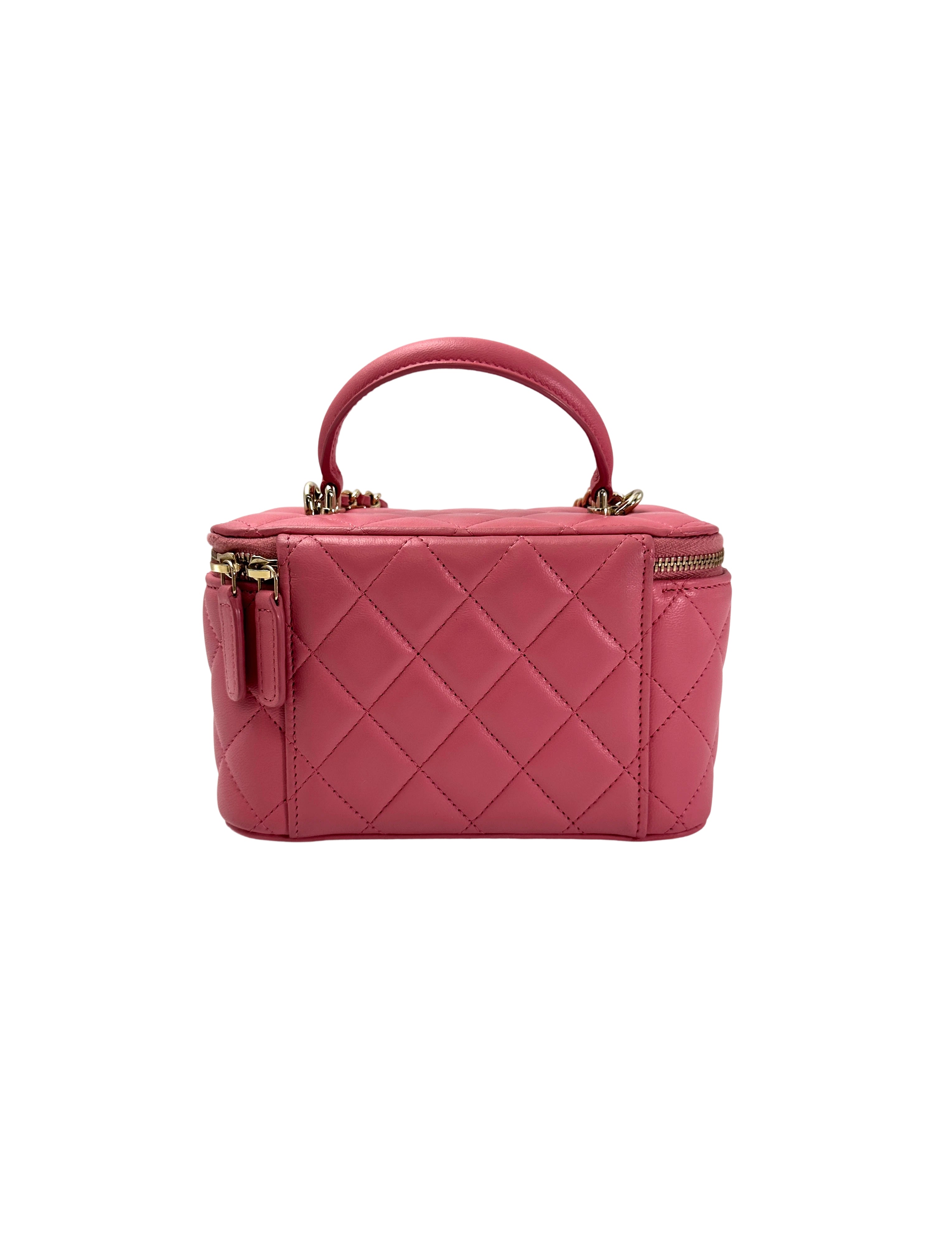 Chanel Pink Quilted Leather Top Handle Vanity Case(KC***0G) CC1940