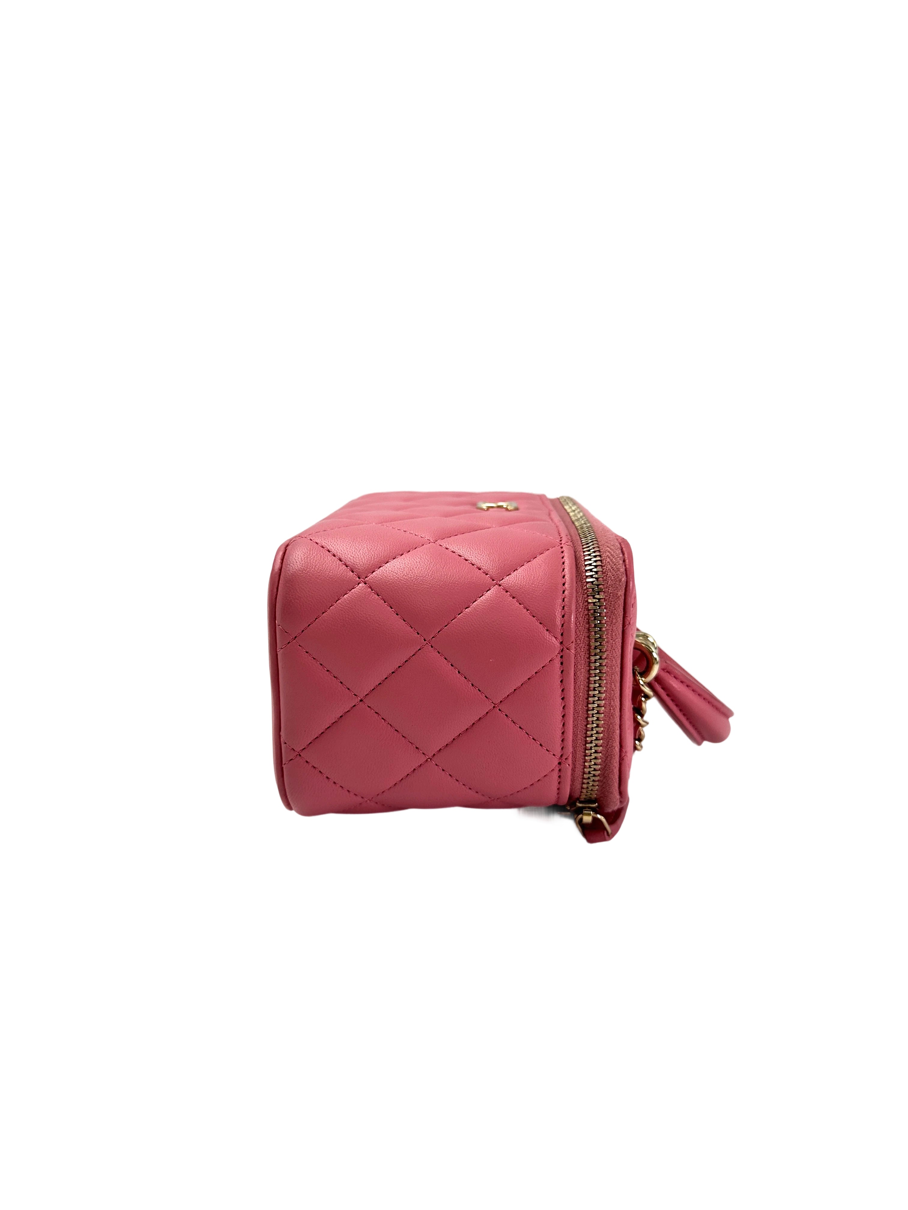 Chanel Pink Quilted Leather Top Handle Vanity Case(KC***0G) CC1940