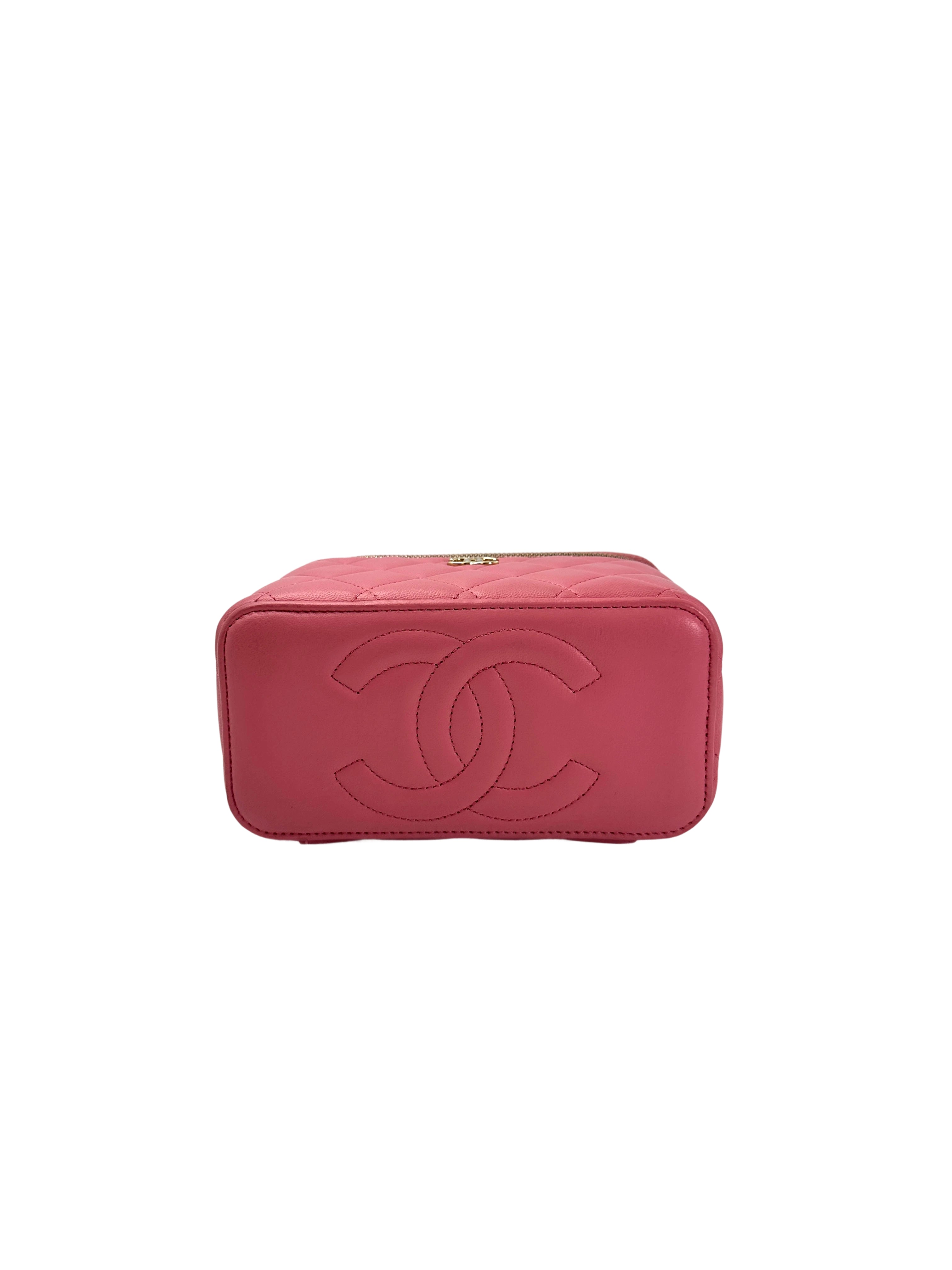 Chanel Pink Quilted Leather Top Handle Vanity Case(KC***0G) CC1940