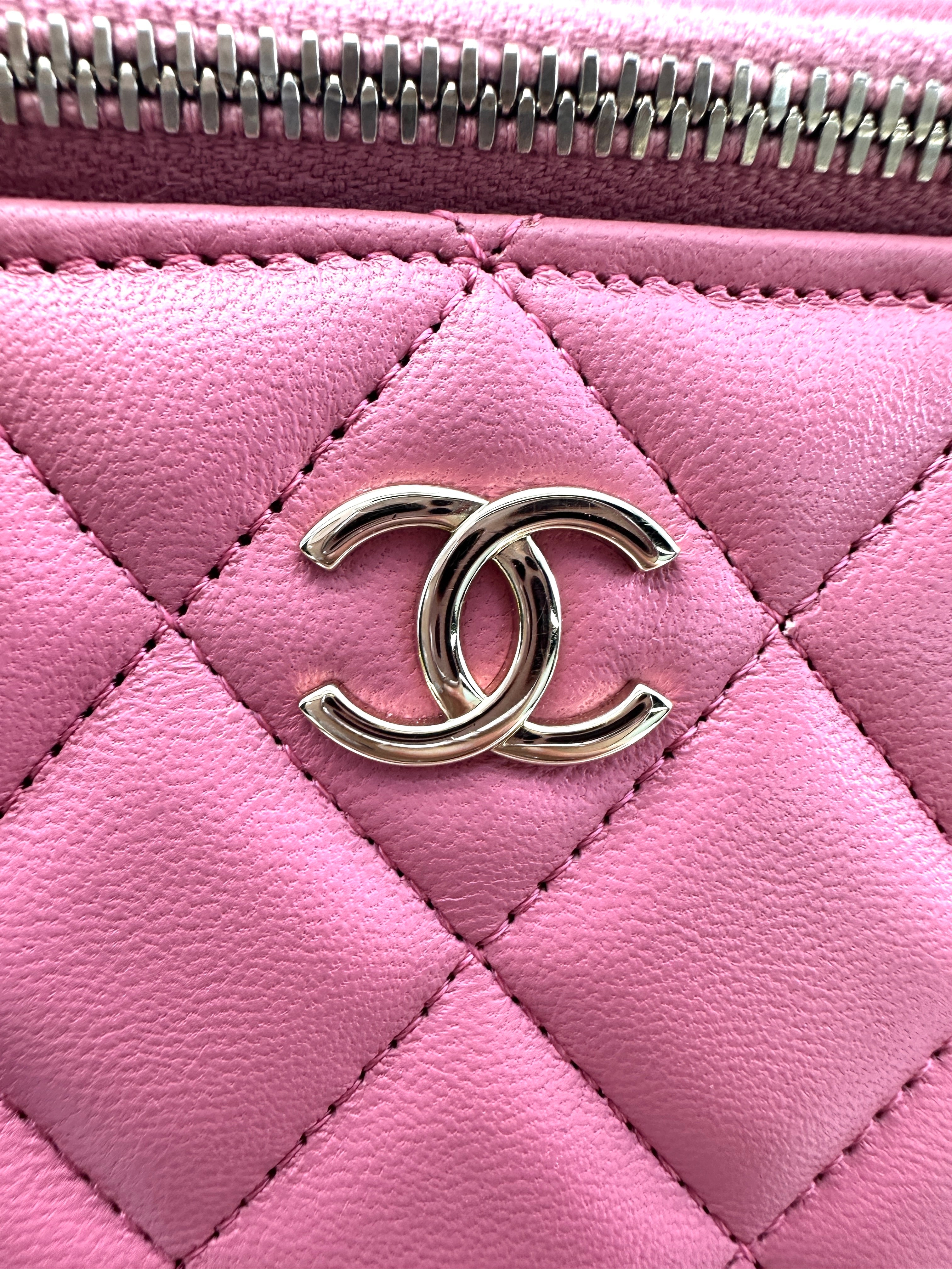Chanel Pink Quilted Leather Top Handle Vanity Case(KC***0G) CC1940