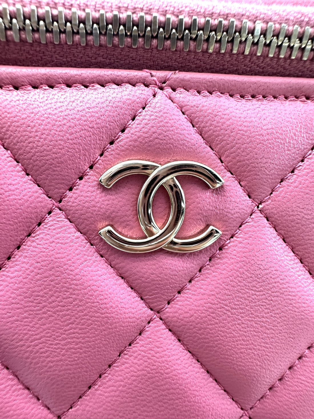 Chanel Pink Quilted Leather Top Handle Vanity Case(KC***0G) CC1940