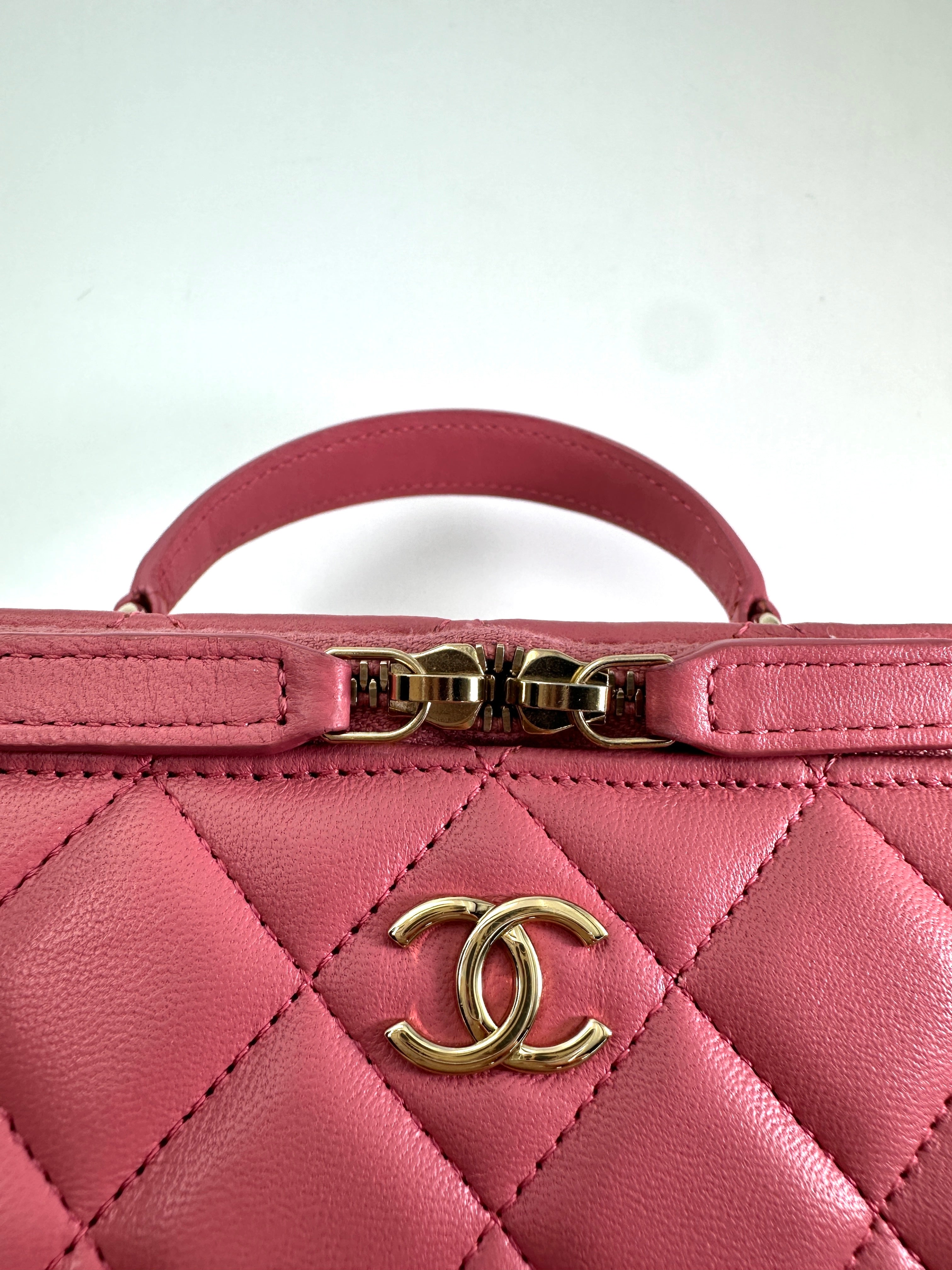 Chanel Pink Quilted Leather Top Handle Vanity Case(KC***0G) CC1940