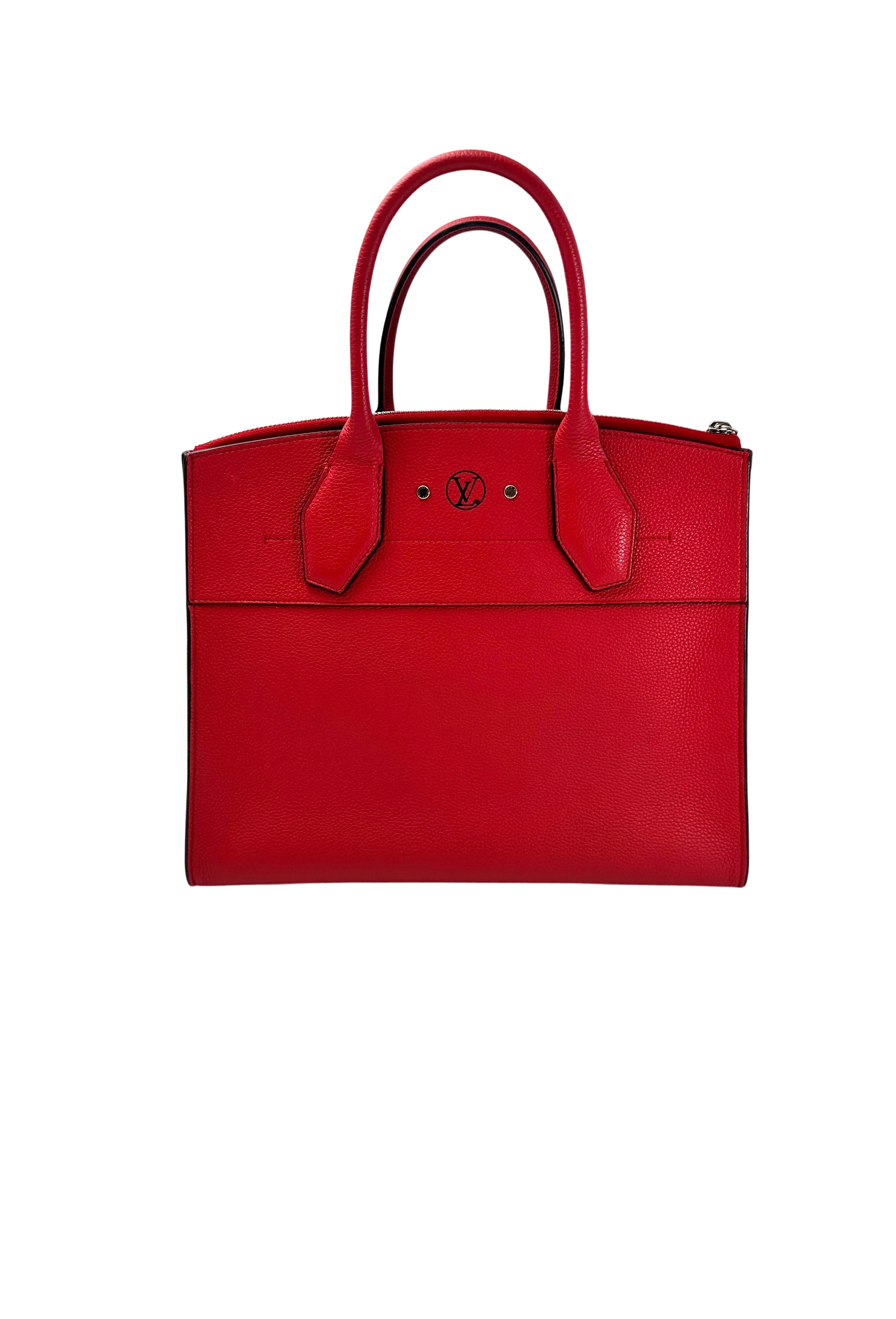 Louis Vuitton City Steamer Red Grained Leather Handle Bag LV2706