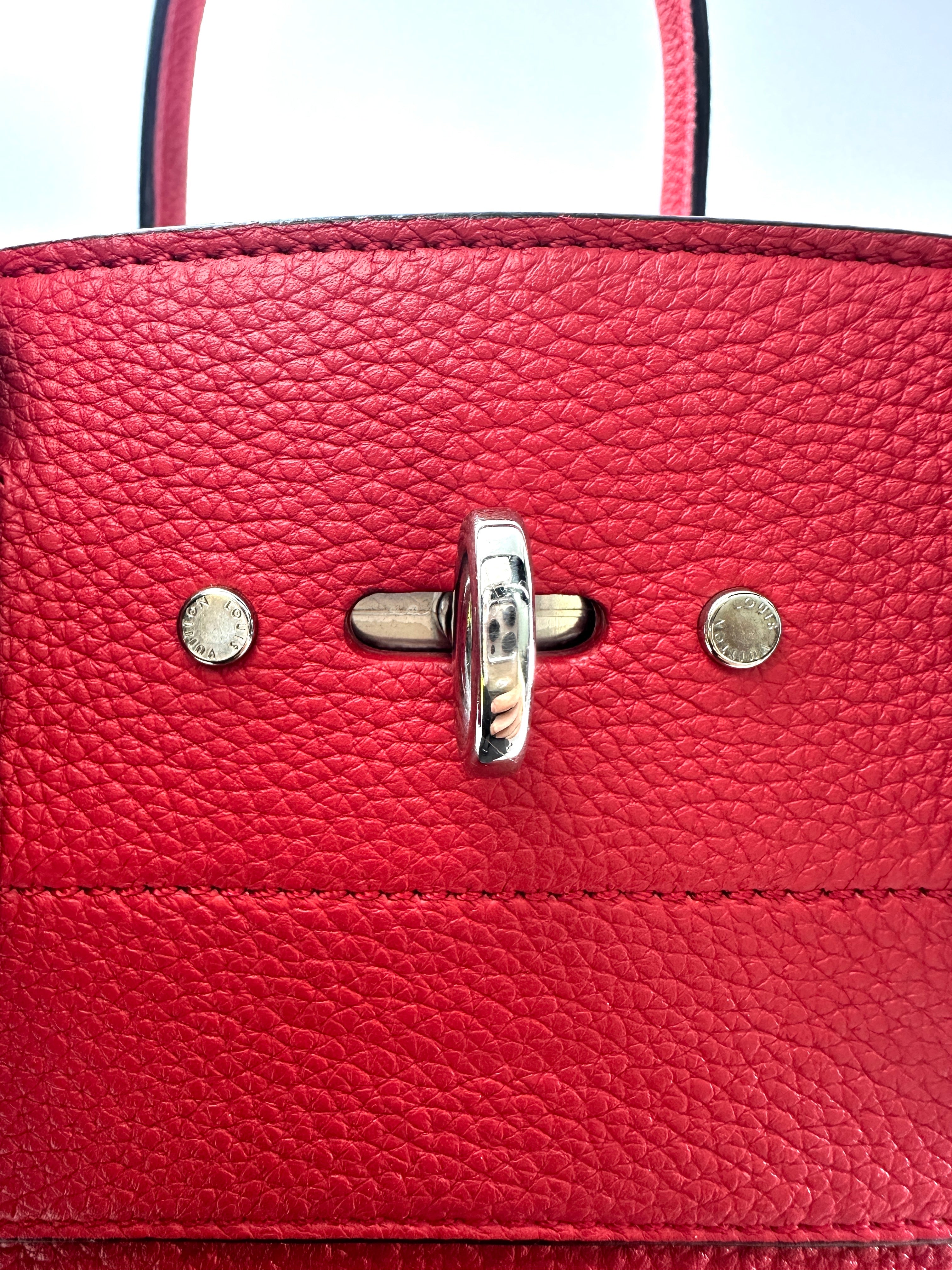 Louis Vuitton City Steamer Red Grained Leather Handle Bag LV2706