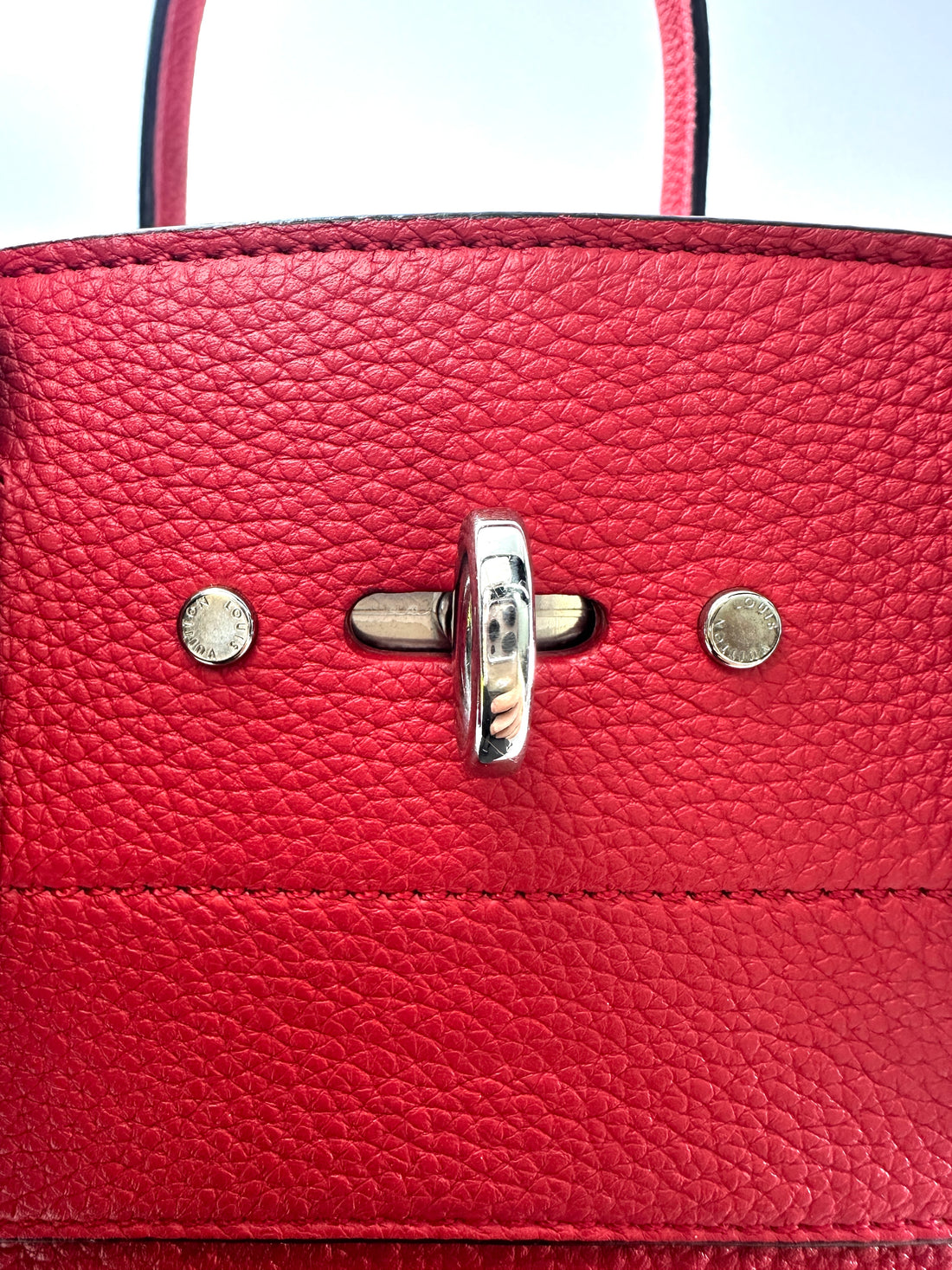 Louis Vuitton City Steamer Red Grained Leather Handle Bag LV2706