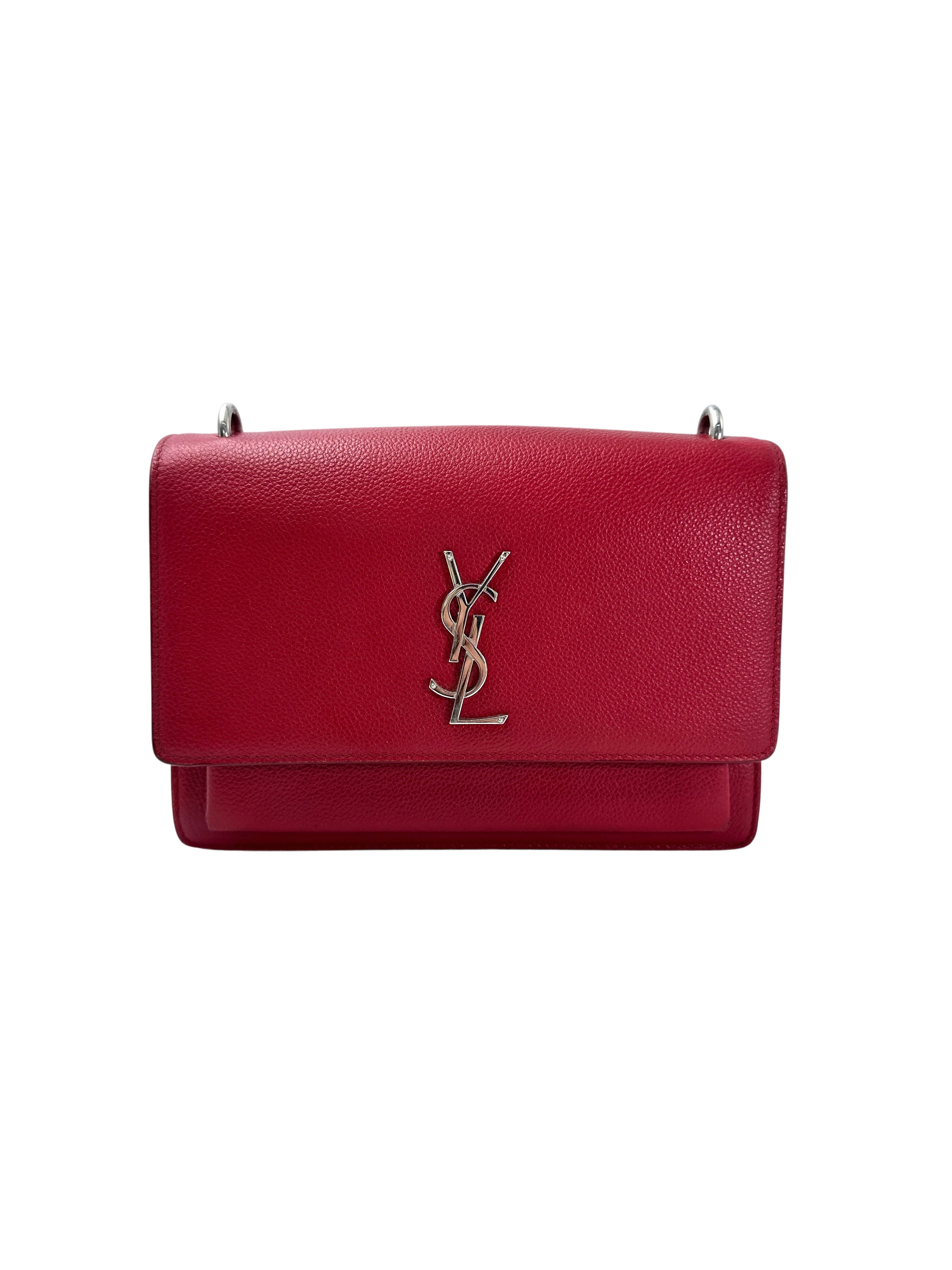 Saint Laurent Sunset Red Leather Shoulder Bag SL232