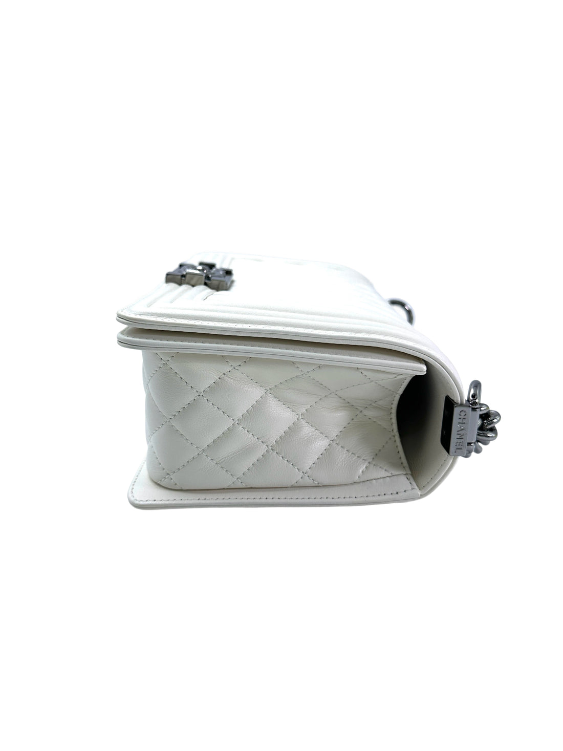 Chanel LeBoy White Quilted Calfskin Medium Size Flap Bag With Silver Buckle(19***99) CC1939