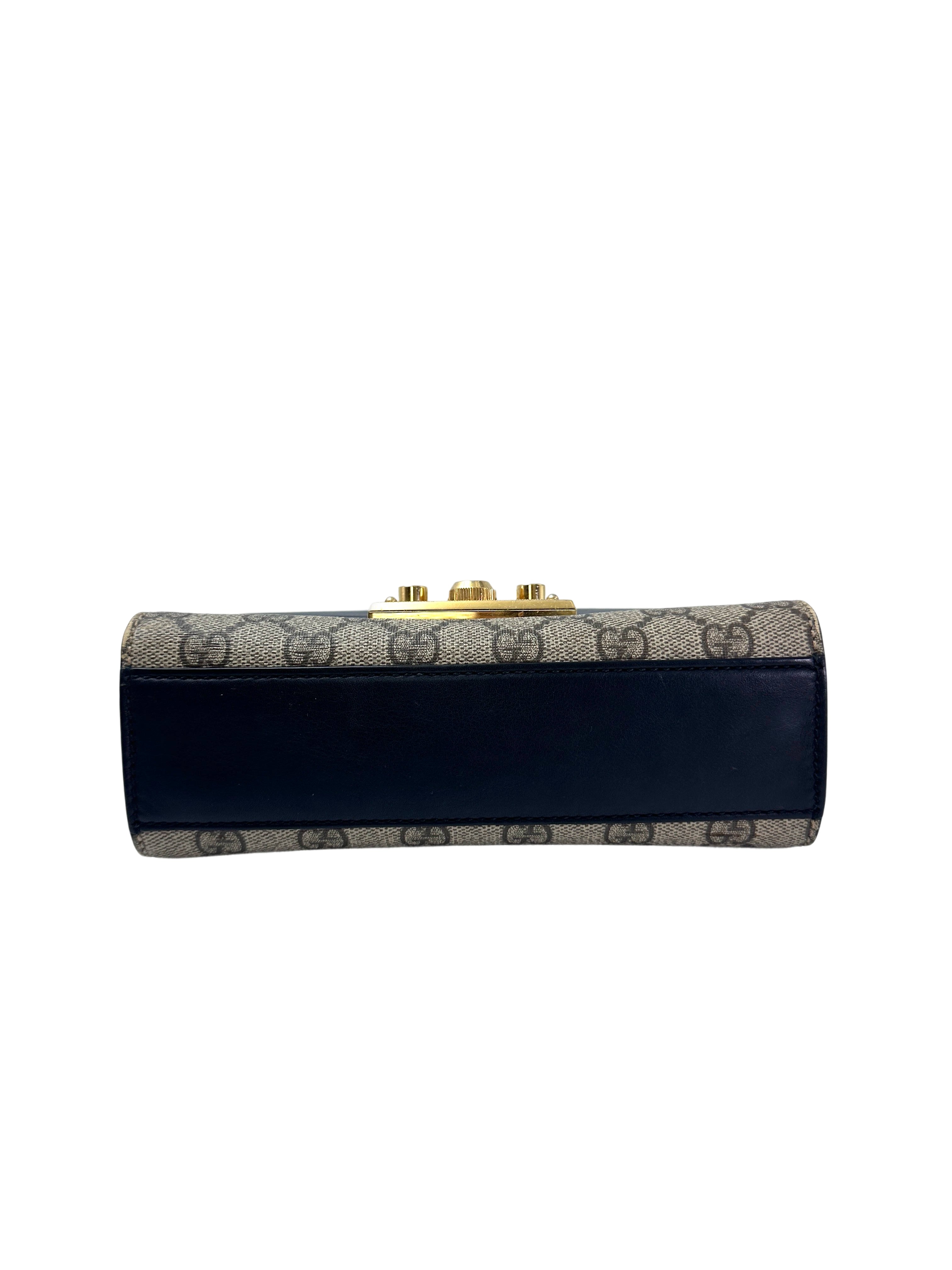 Gucci Padlock GG Canvas & Black Leather Shoulder Bag GG961