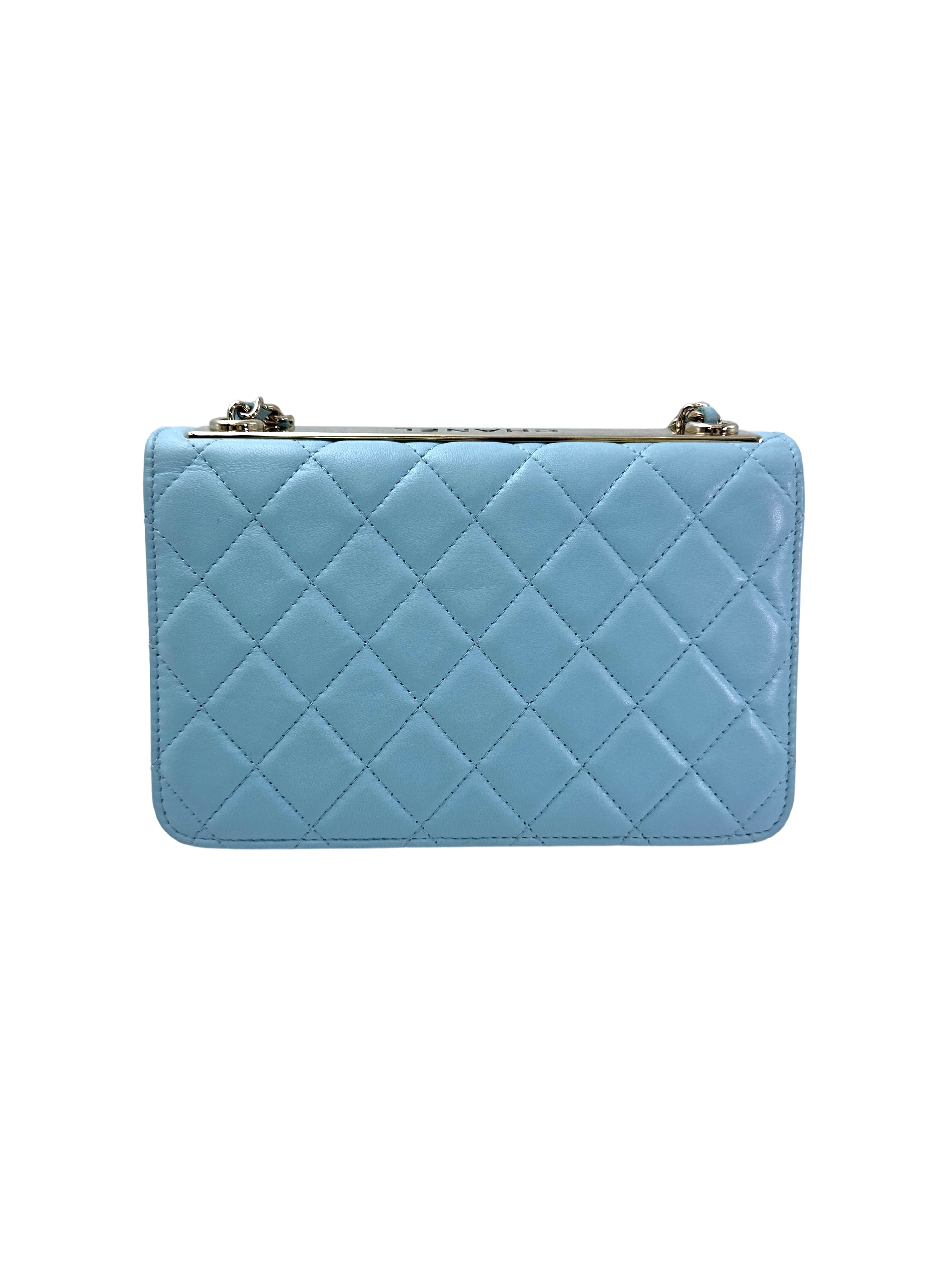 Chanel Trendy CC Blue Quilted Leather Wallet On Chain(29***10) CC1941