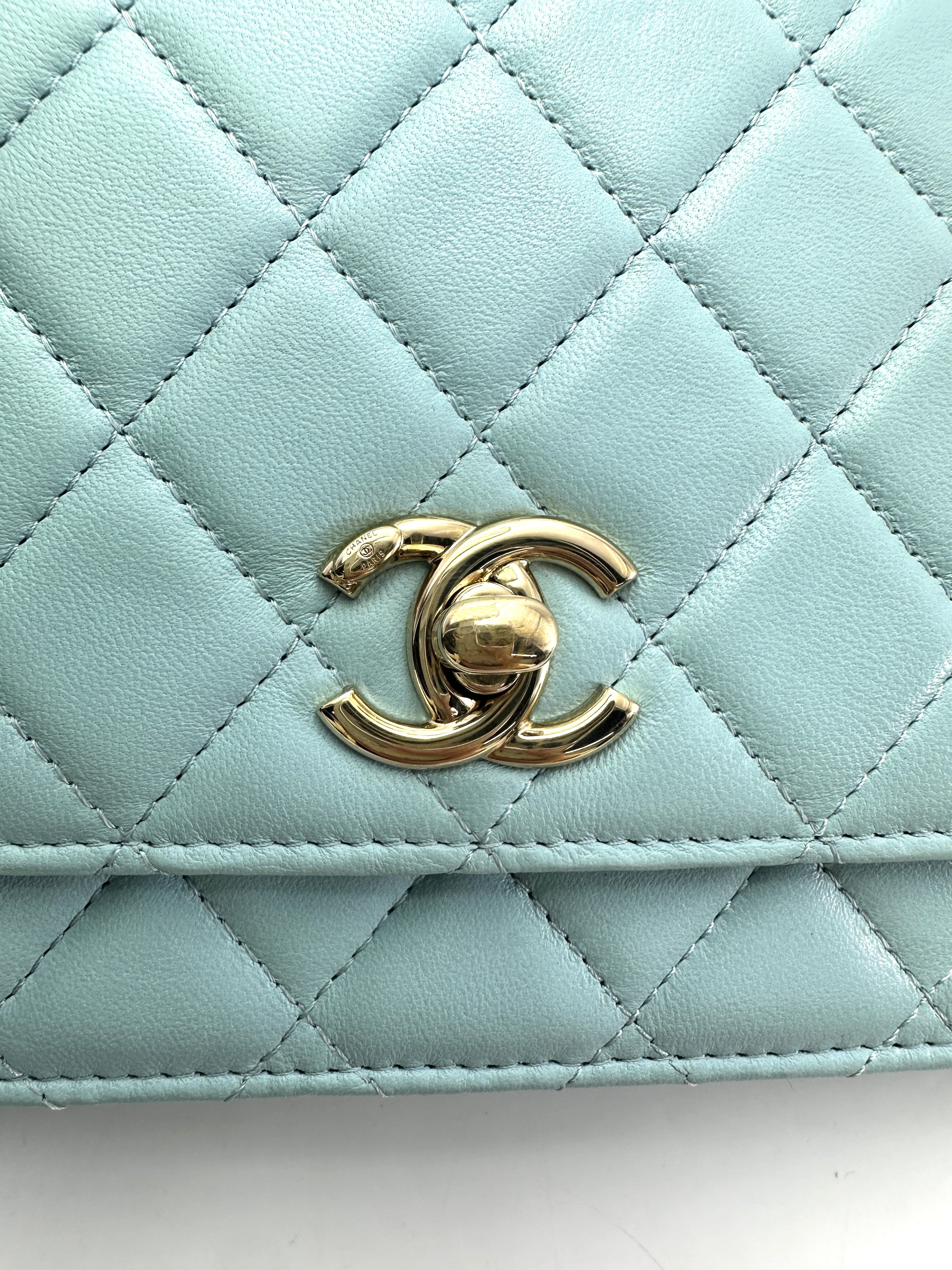 Chanel Trendy CC Blue Quilted Leather Wallet On Chain(29***10) CC1941