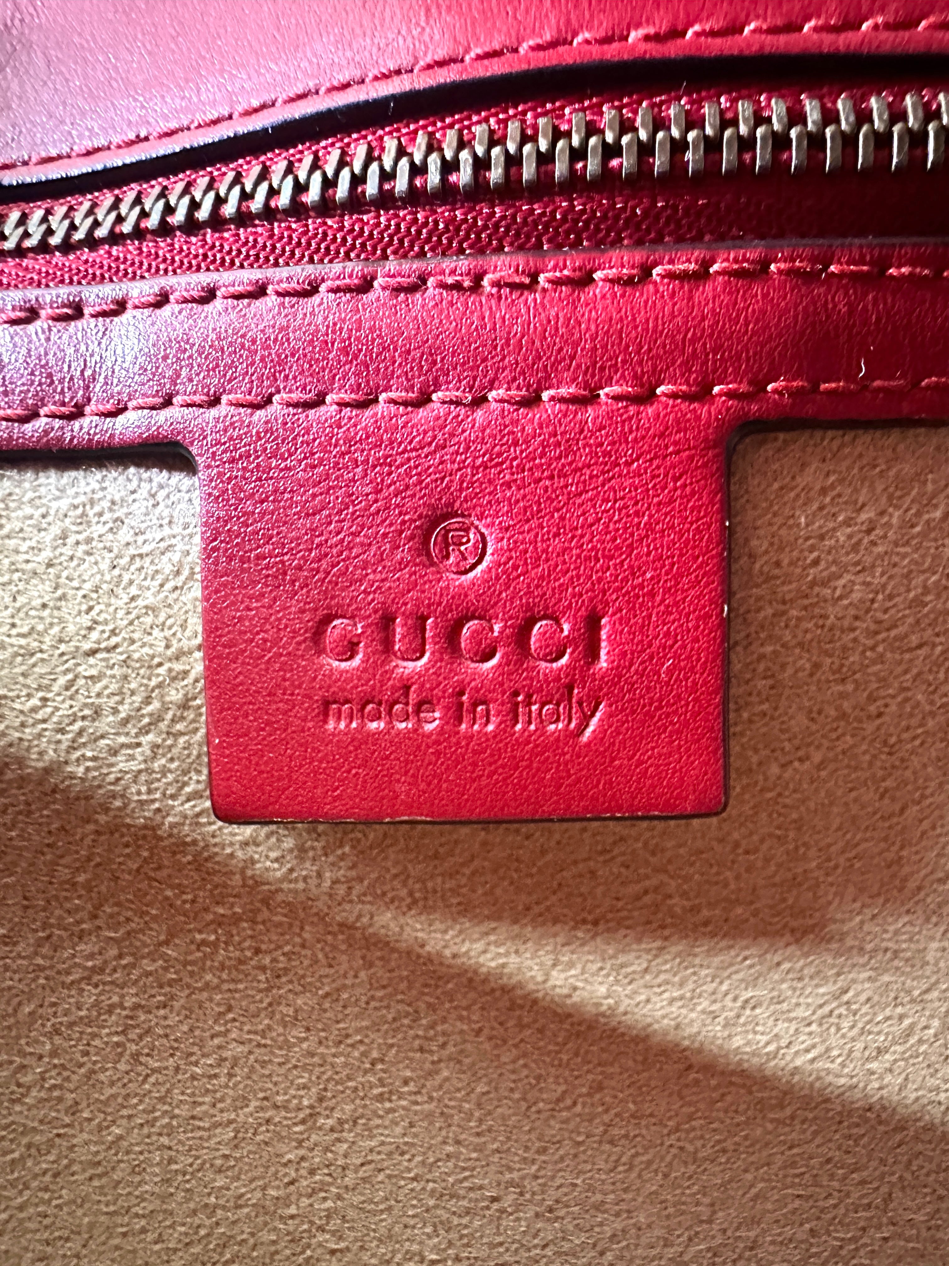 Gucci GG Marmont Red Matelasse Leather Shoulder Bag GG959