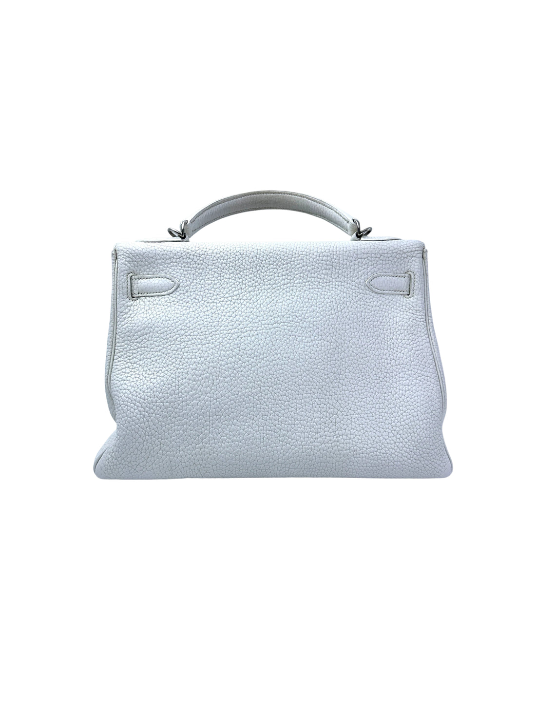Hermes Kelly White Leather Handle Bag With Silver Buckle HR108