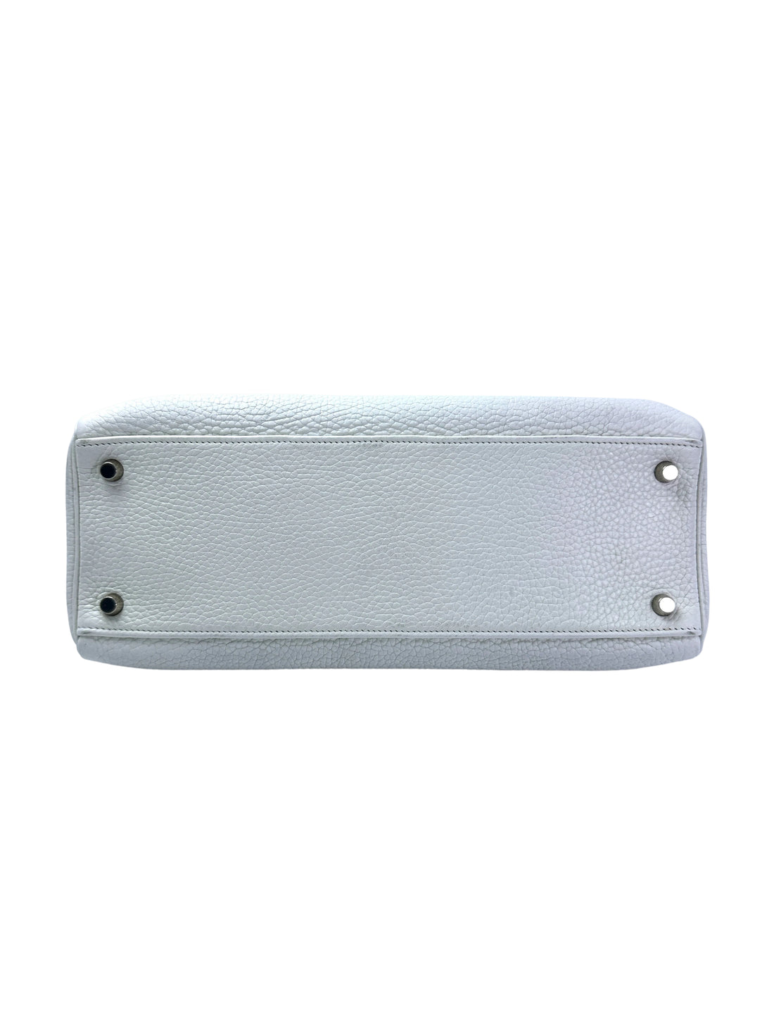 Hermes Kelly White Leather Handle Bag With Silver Buckle HR108