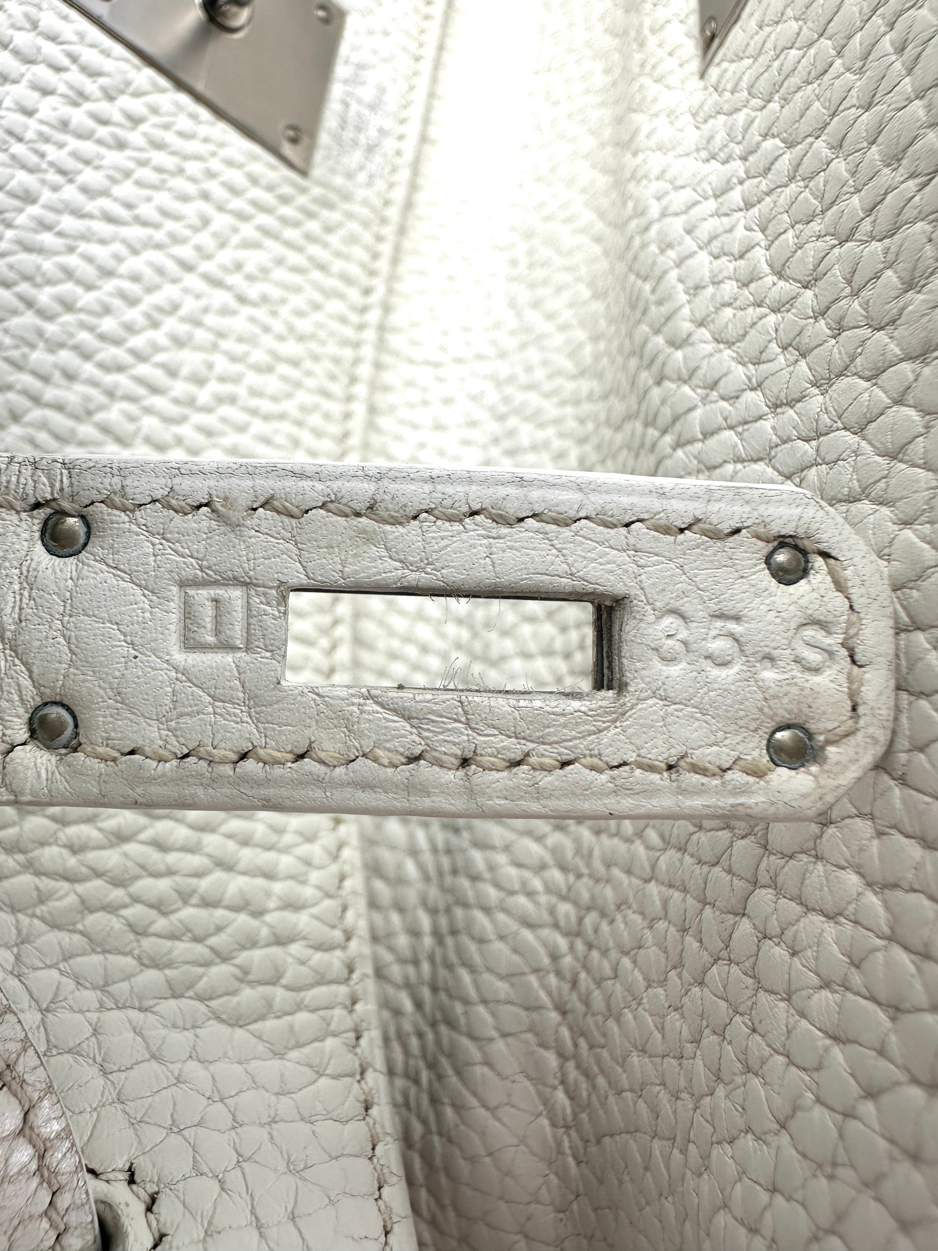 Hermes Kelly White Leather Handle Bag With Silver Buckle HR108
