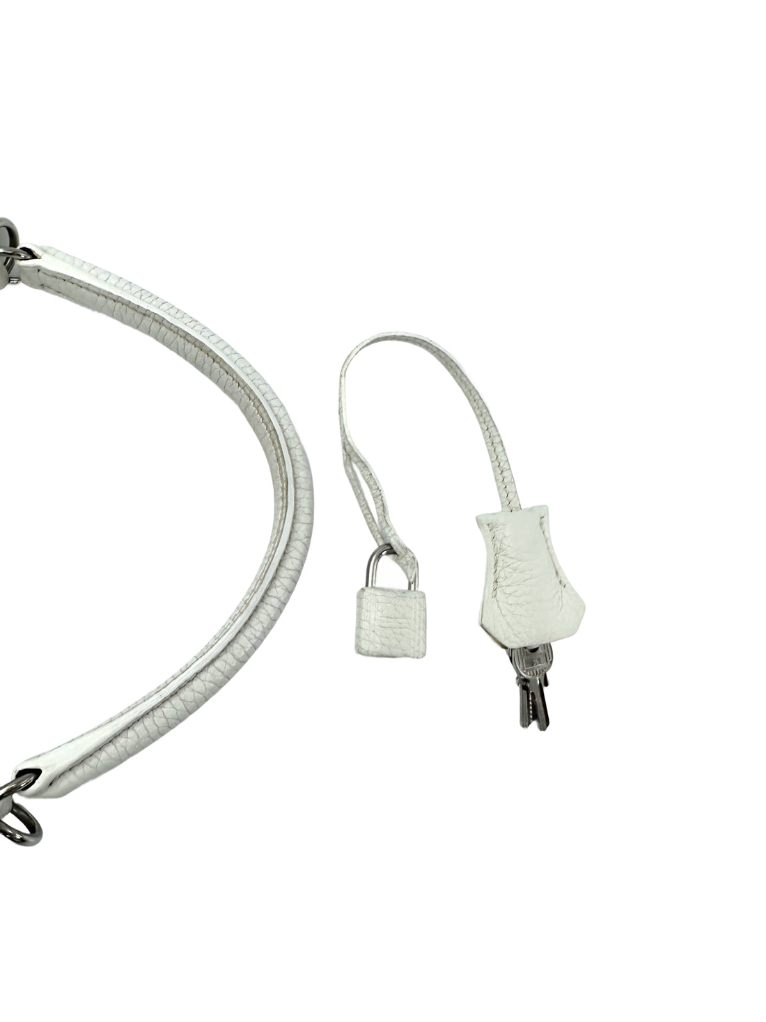 Hermes Kelly White Leather Handle Bag With Silver Buckle HR108