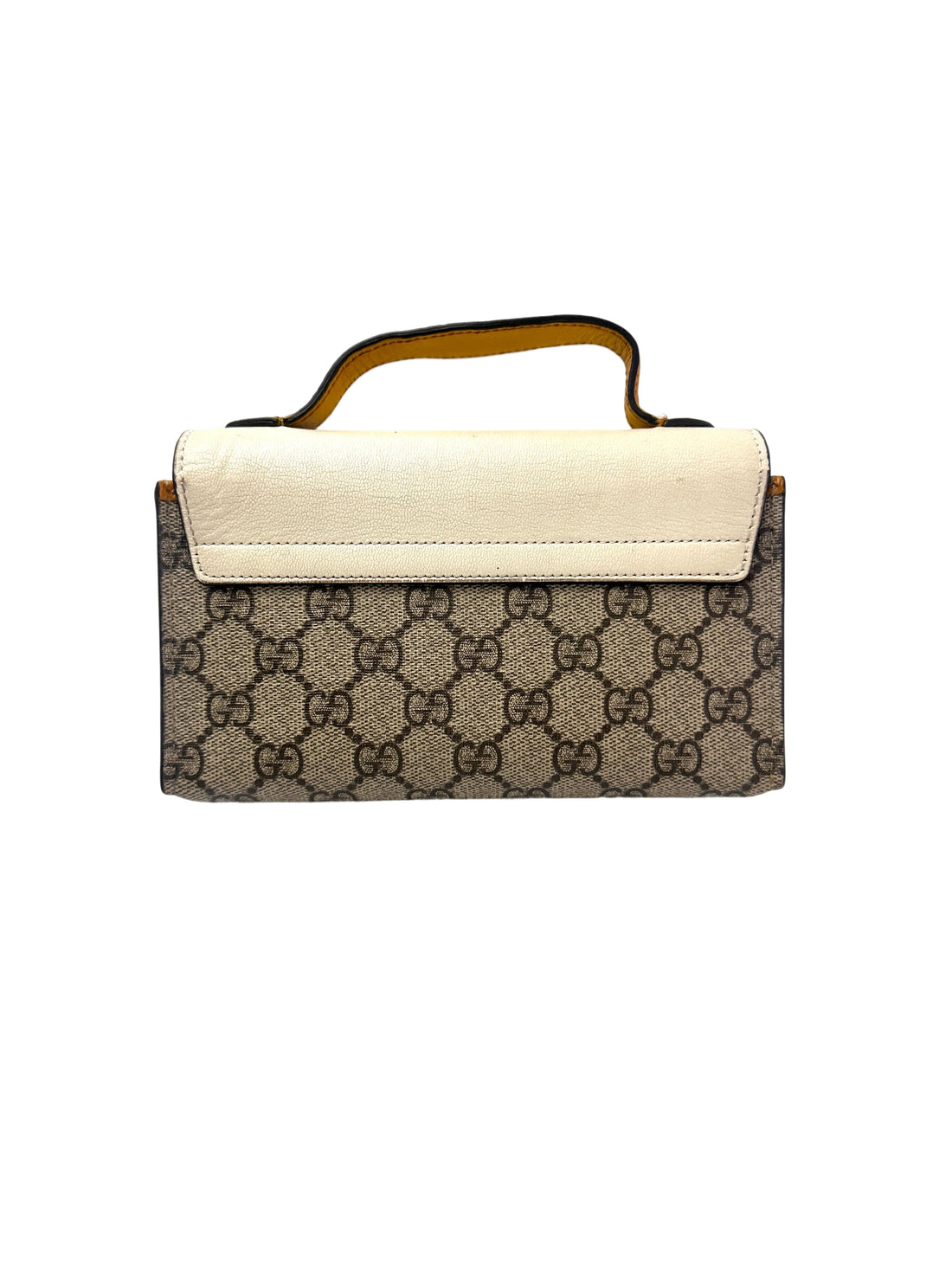 Gucci Padlock GG Canvas & White Leather Top Handle Bag GG966
