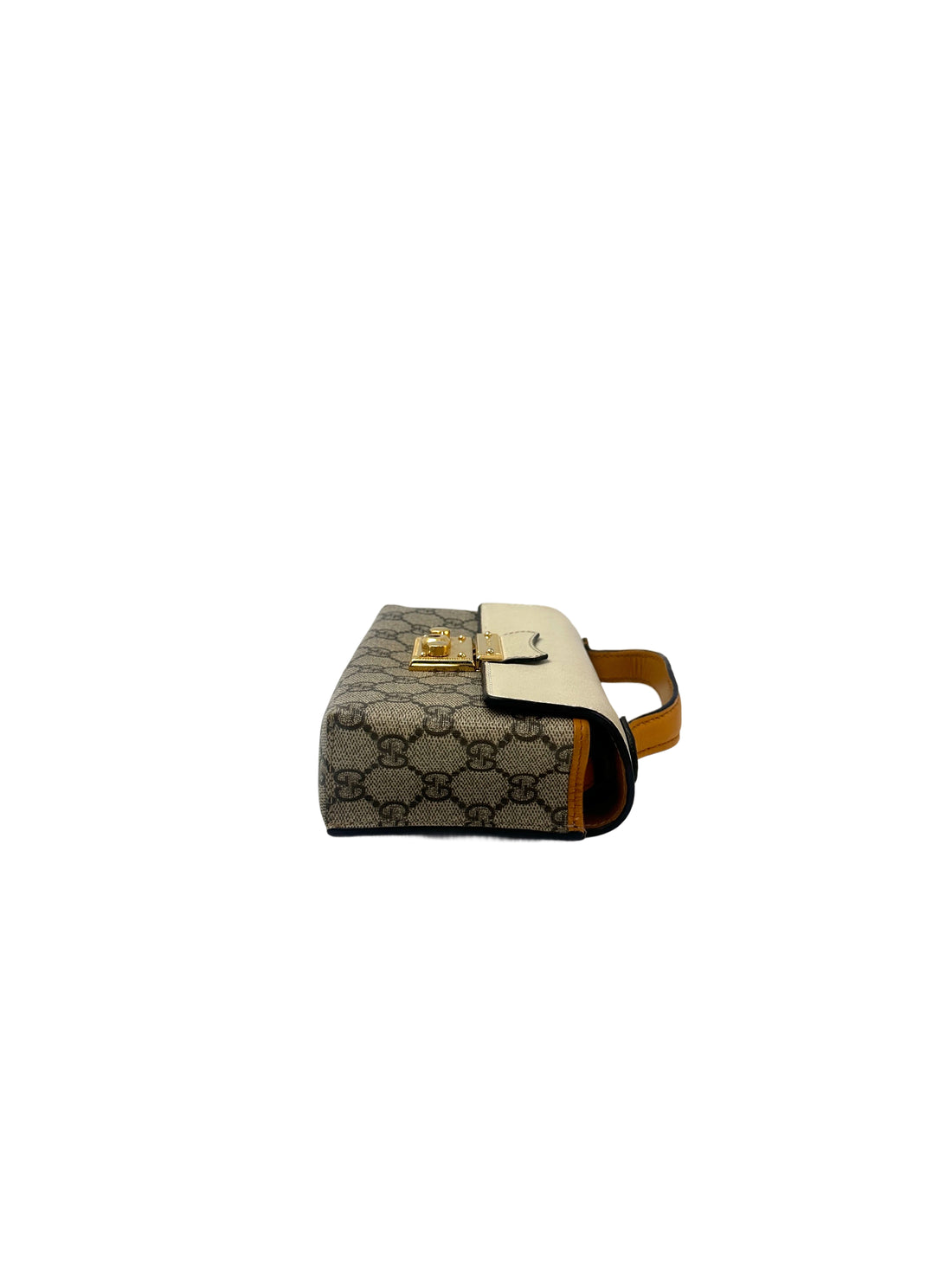 Gucci Padlock GG Canvas & White Leather Top Handle Bag GG966